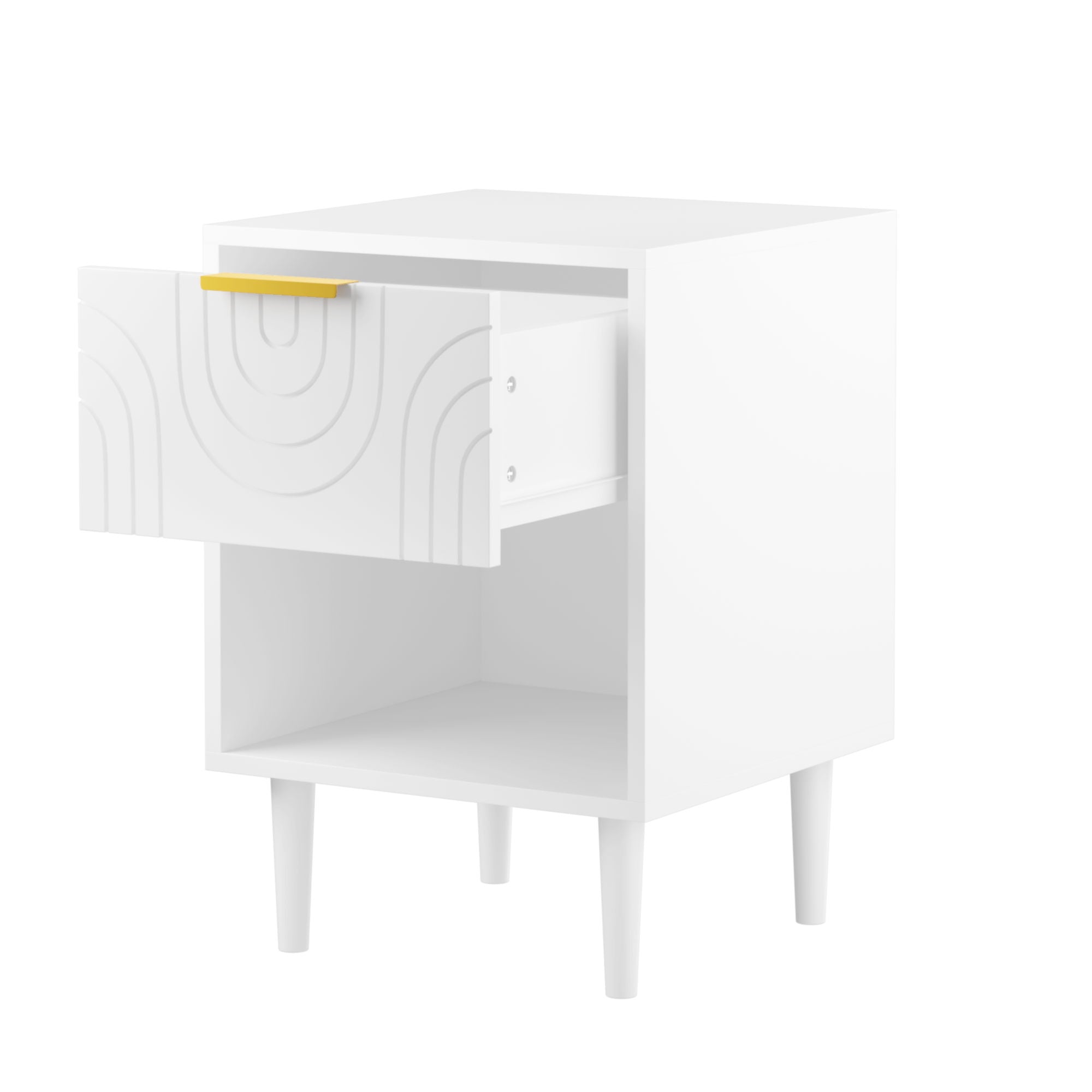 Nightstand With 1 Drawer And Open Shelf - White