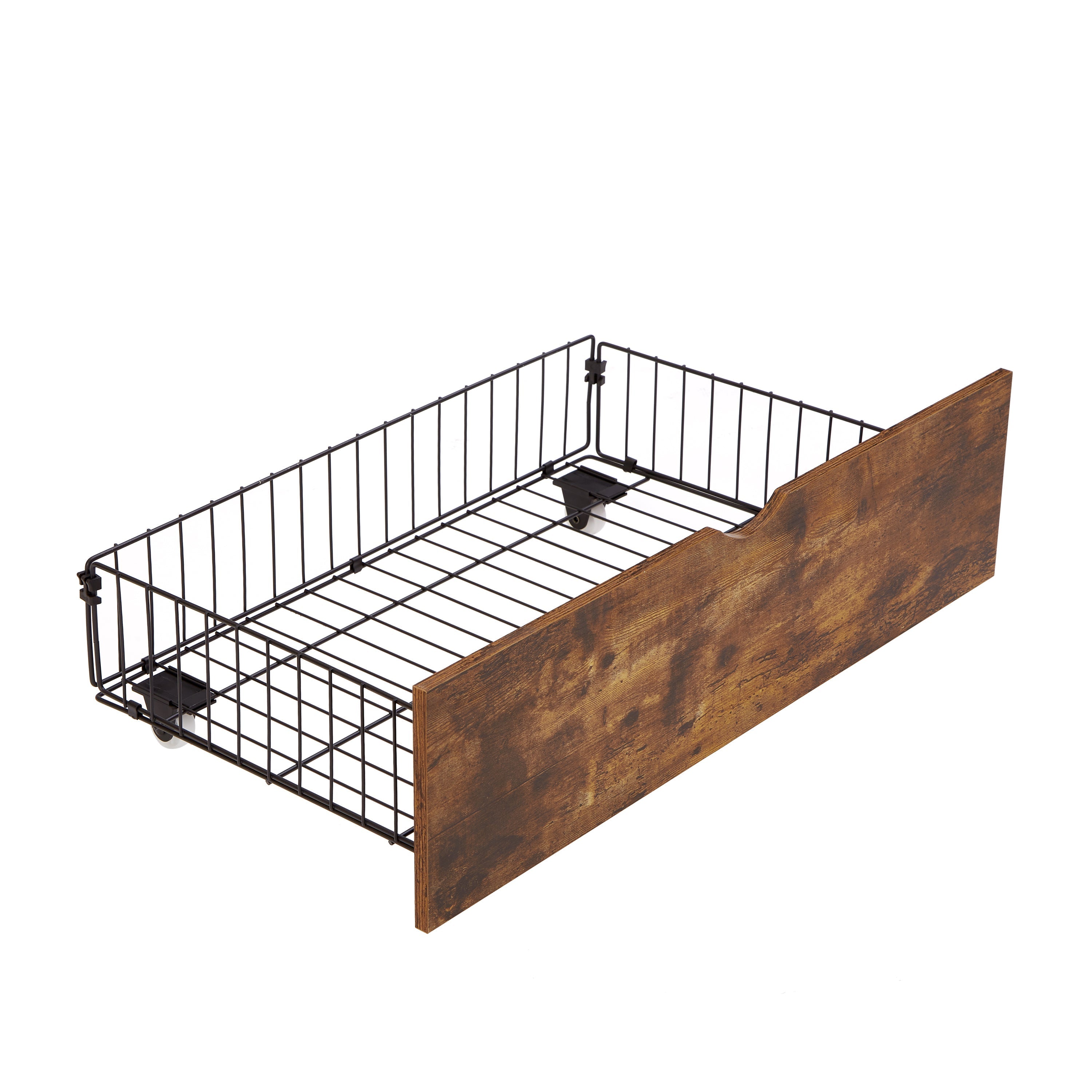 Modern King Size Metal Platform Bed Frame with Wooden Headboard