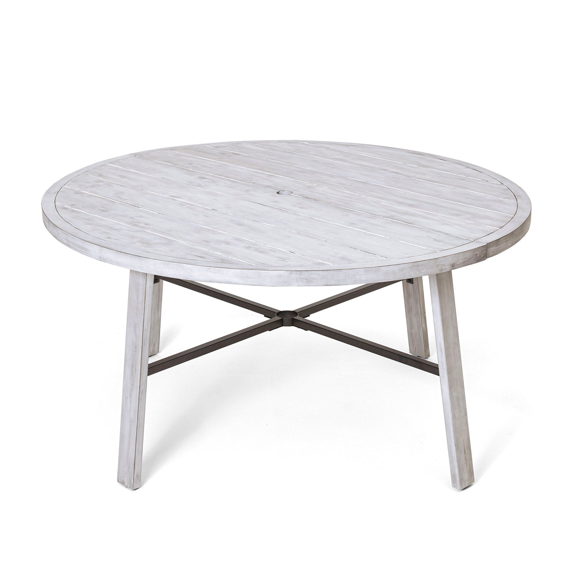 6 Person Outdoor Dining Set With Umbrella Hole And Removable Cushions For Patio - Gray