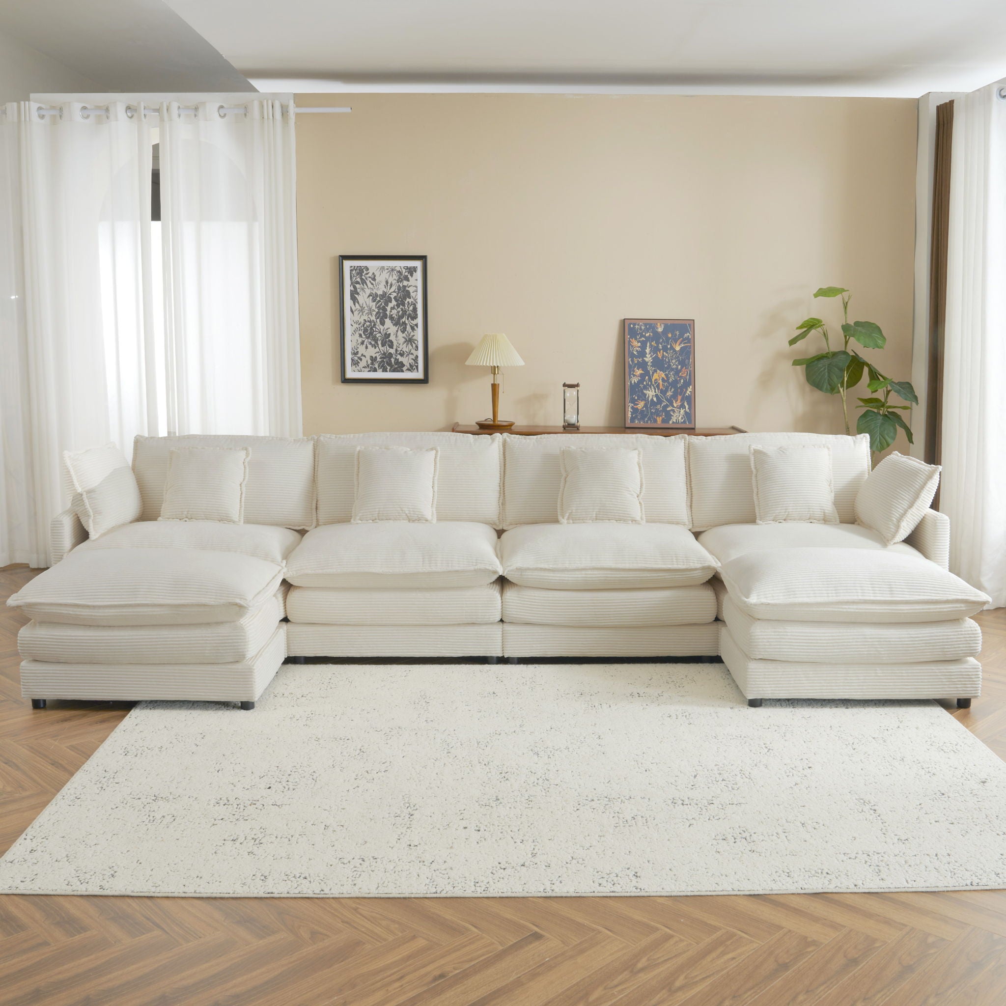 Modern Modular Sectional Sofa With Side Storage Pockets For Living Room