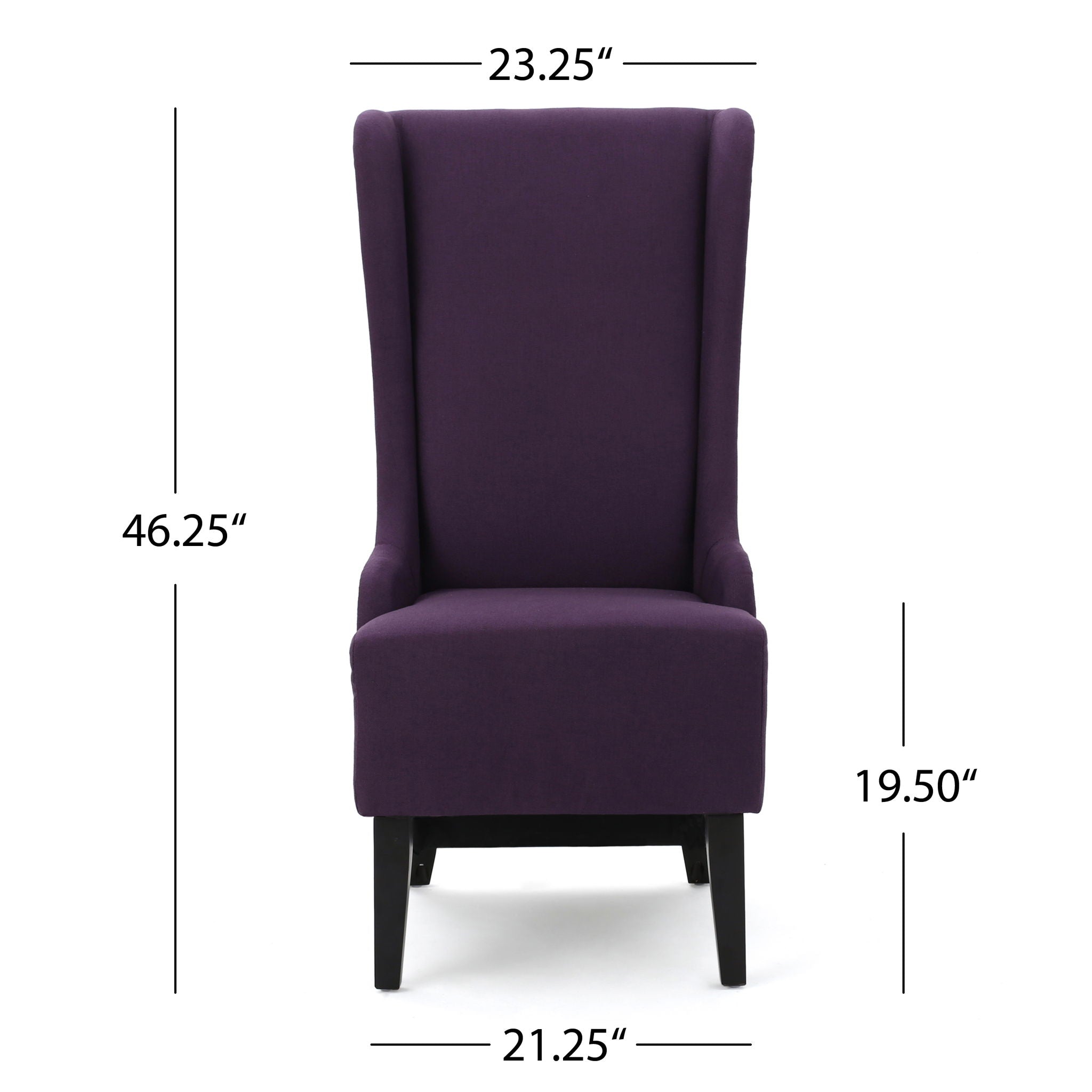Fabric Dining Chair With High Back And Birch Wood Legs - Plum
