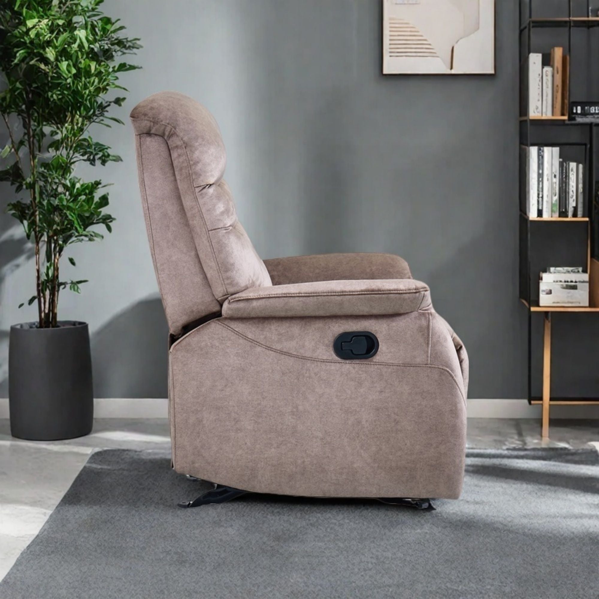 Rocking Recliner Chair For Living Room, Adjustable Modern Recliner Chair, Recliner Sofa With Lumbar Support, Classic And Traditional Recliner Chair With Comfortable Arm And Back Sofa - Dark Gray