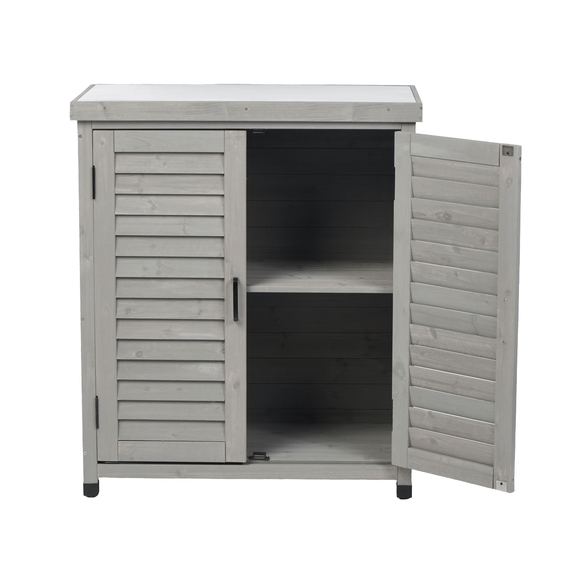 Potting Bench With Storage Cabinet And Metal Table Top For Outdoor - Best Buy Furniture