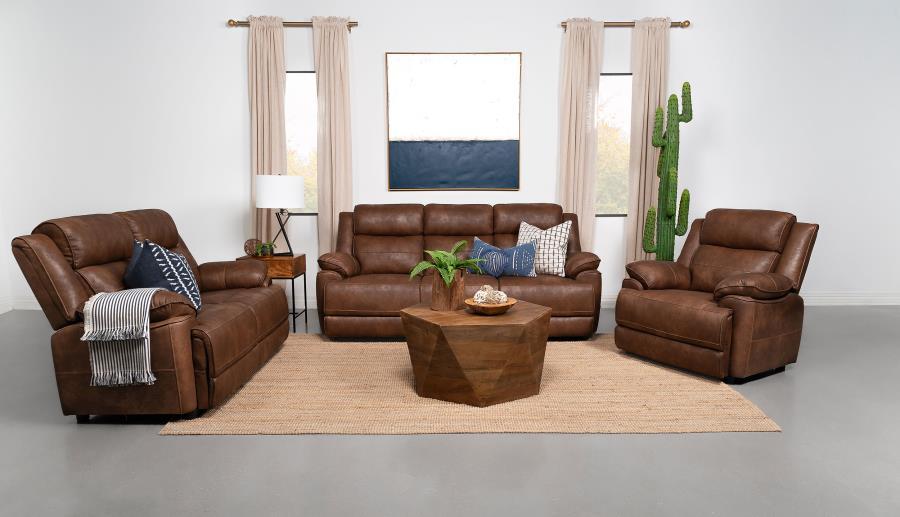Ellington - Upholstered Padded Arm Loveseat - Dark Brown
