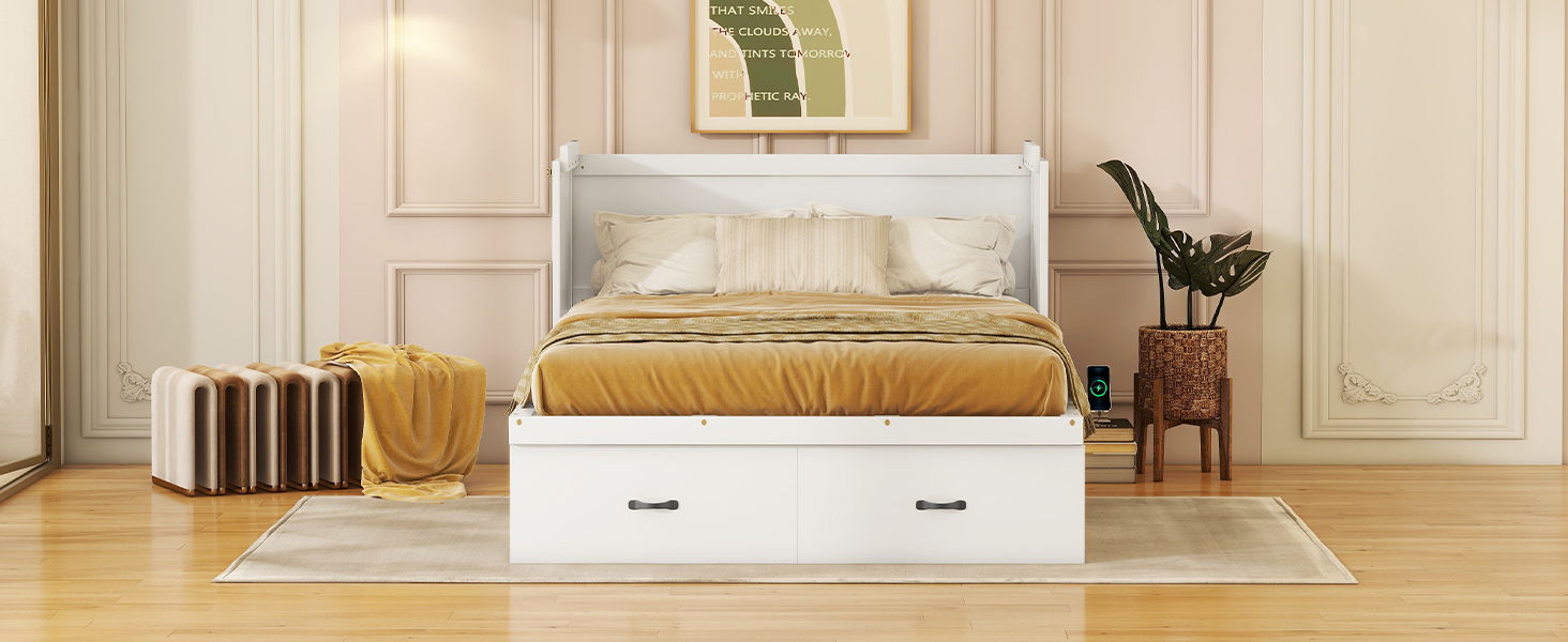 Murphy Bed With USB Port And A Large Drawer