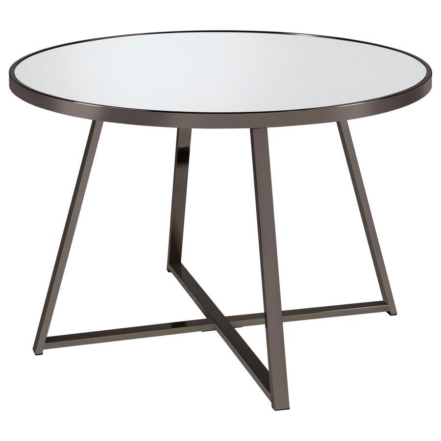 Jillian - 5 Piece Round Mirror Top Dining Set - Black Nickel