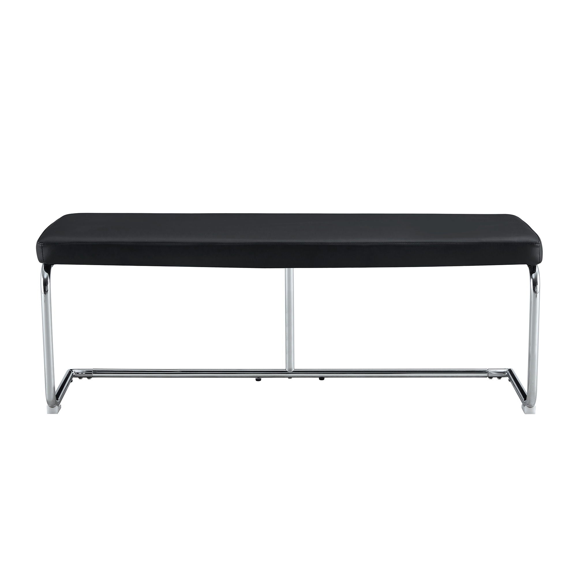 Shoe Changing Bench With Silver Metal Legs For Versatile Use - Black