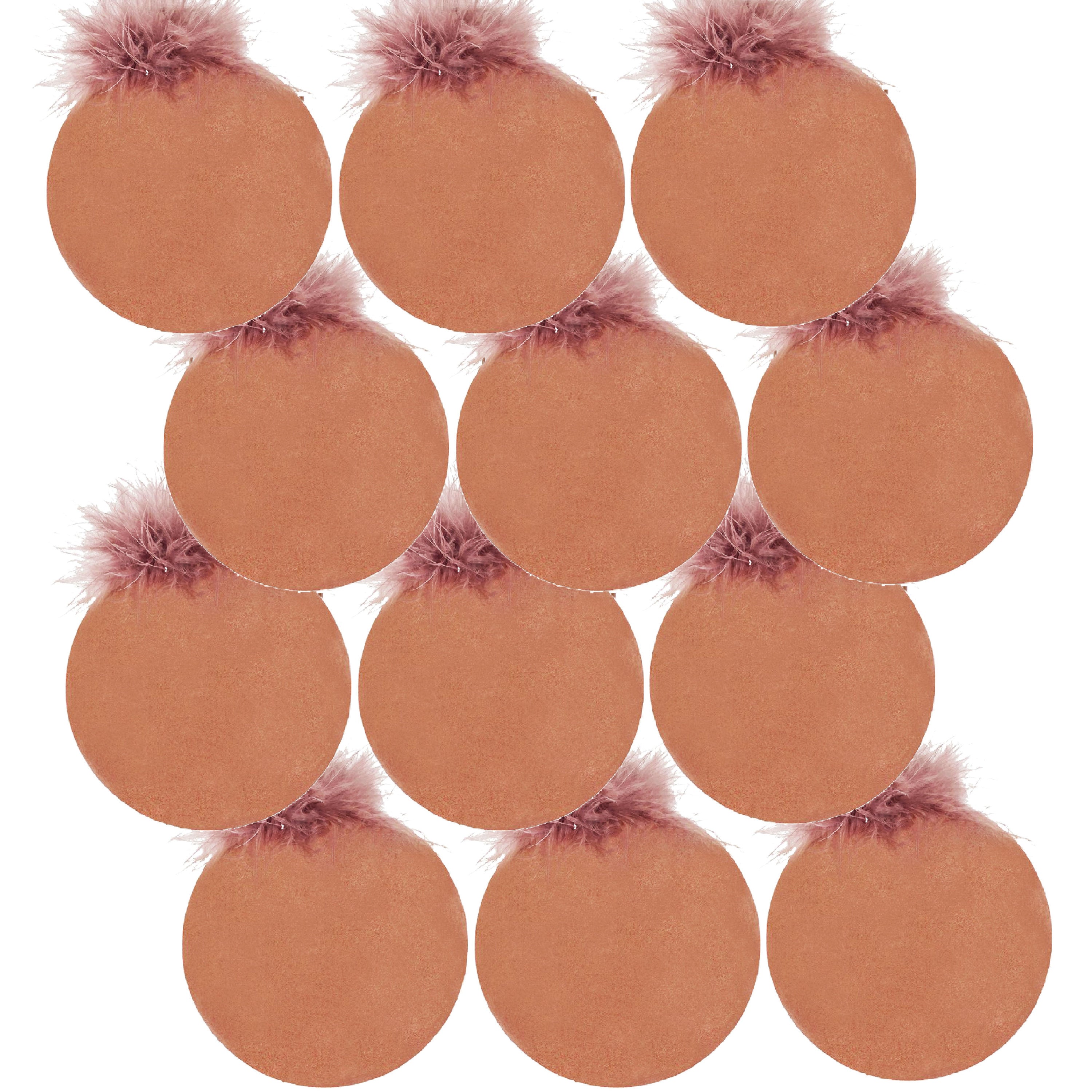 Peach and Mauve Christmas Ball Ornaments, Set of 12