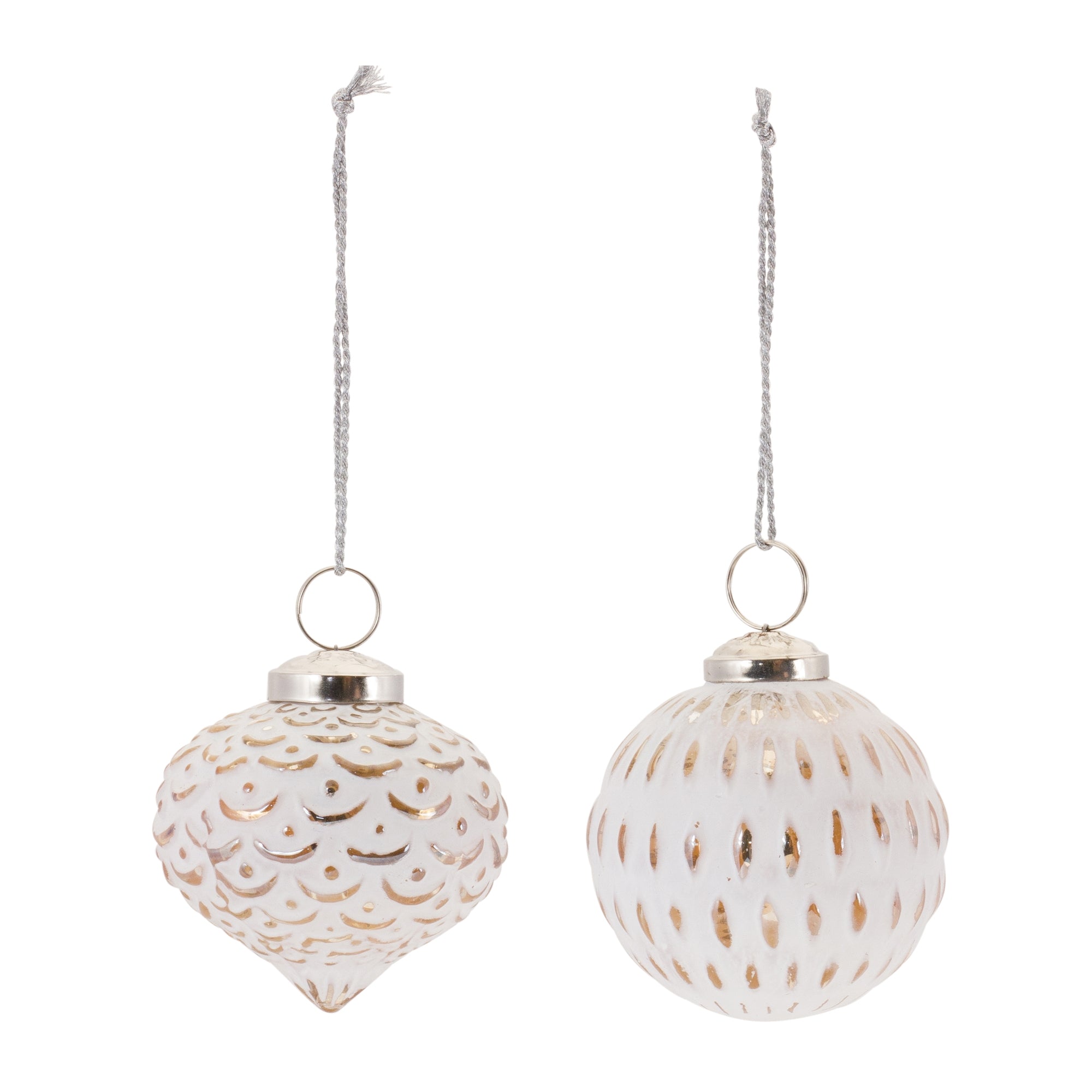 White Washed Glass Ornament (Set of 6)