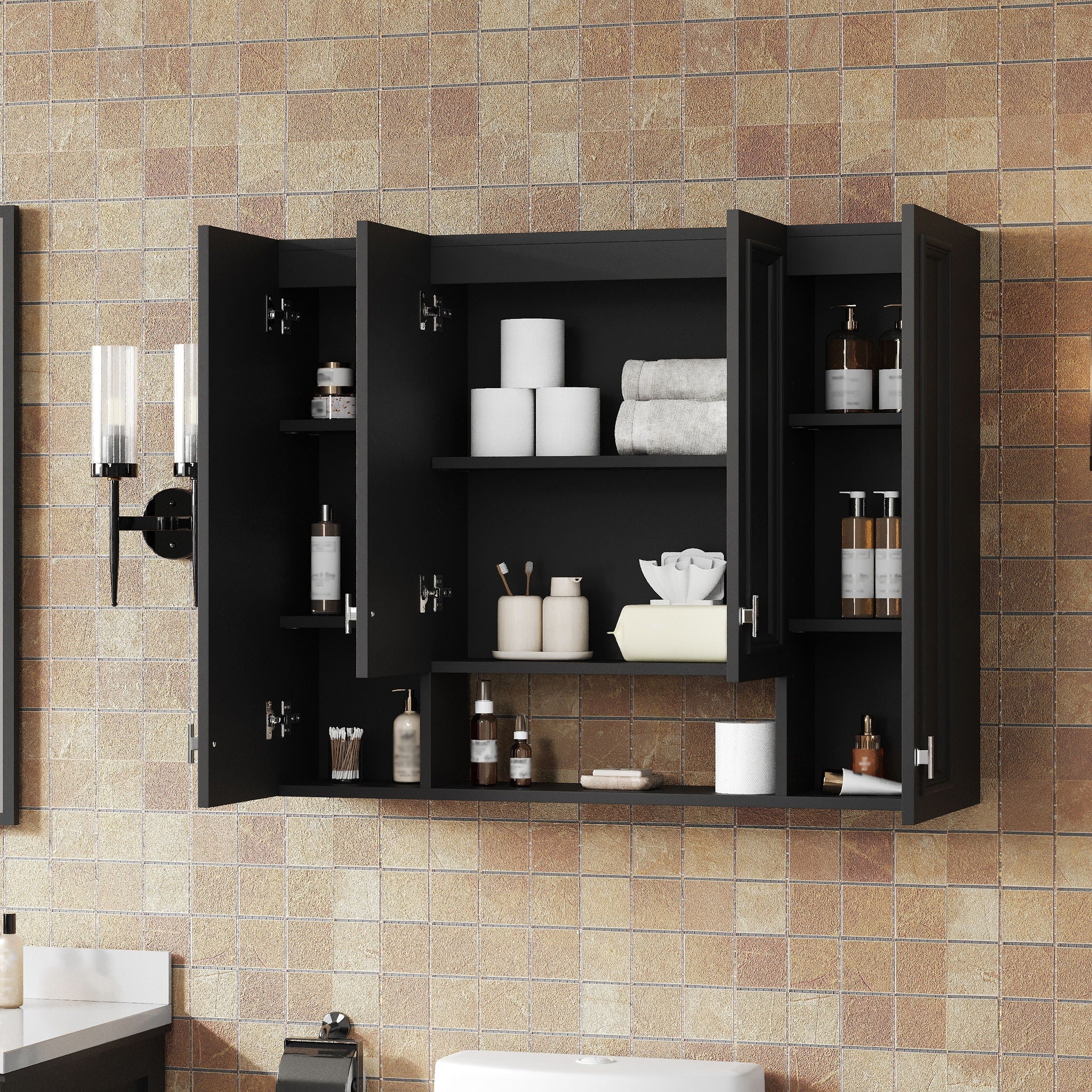 Wall Mounted Bathroom Cabinet With 5 Adjustable Shelves
