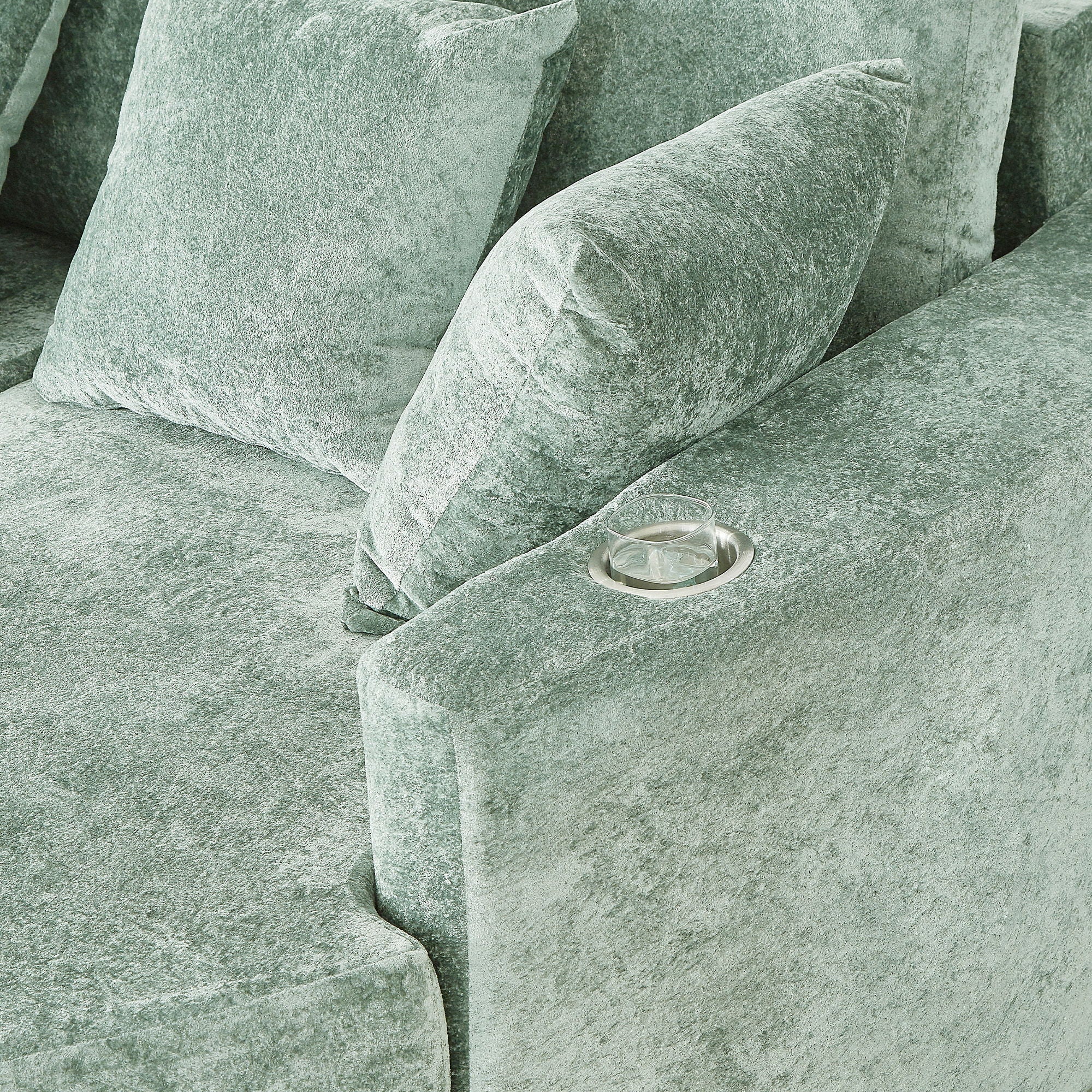 Boneless Design Upholstered Sofa Bed With Cup Holders