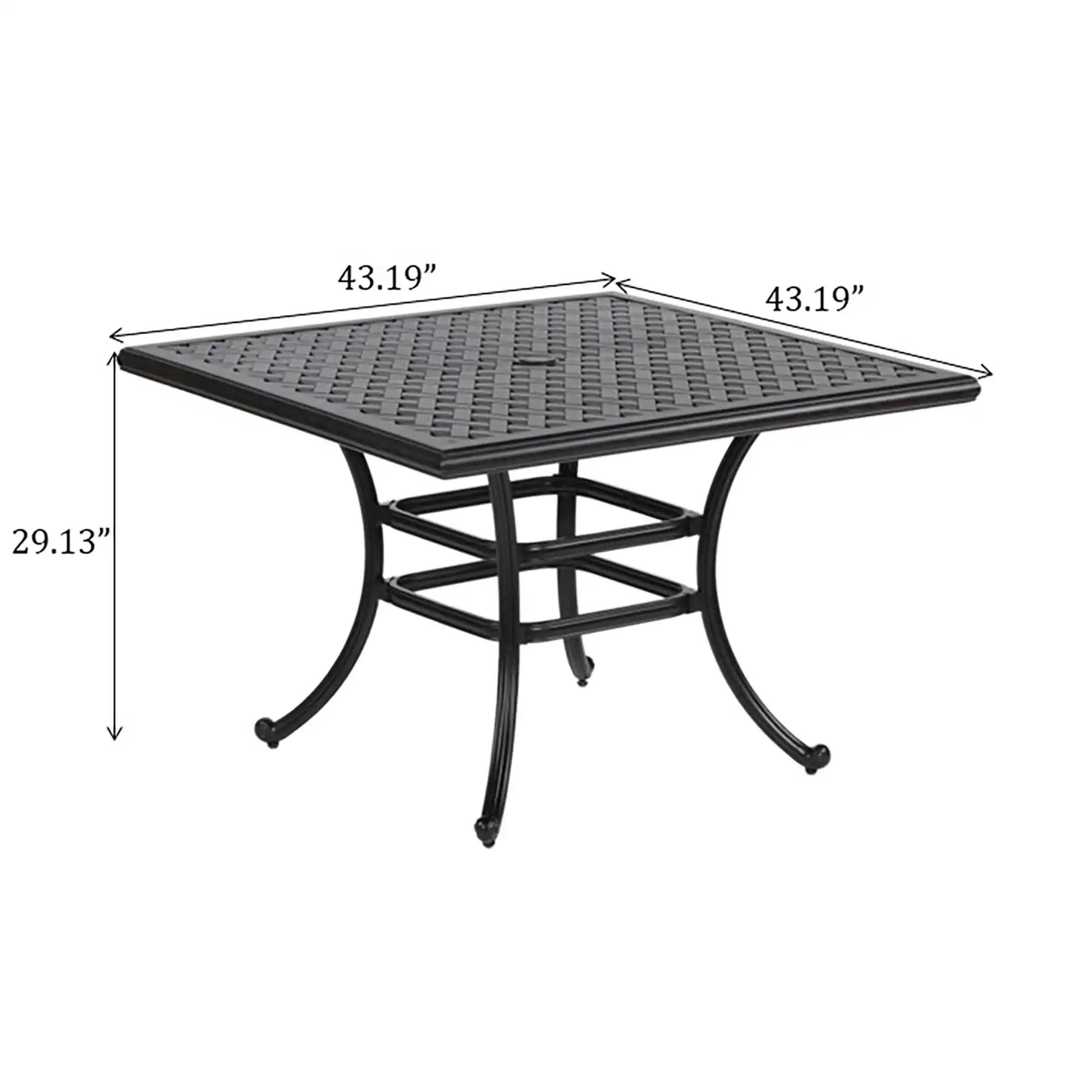 Square 4 Person 43.19" Long Aluminum Dining Set With Cushions