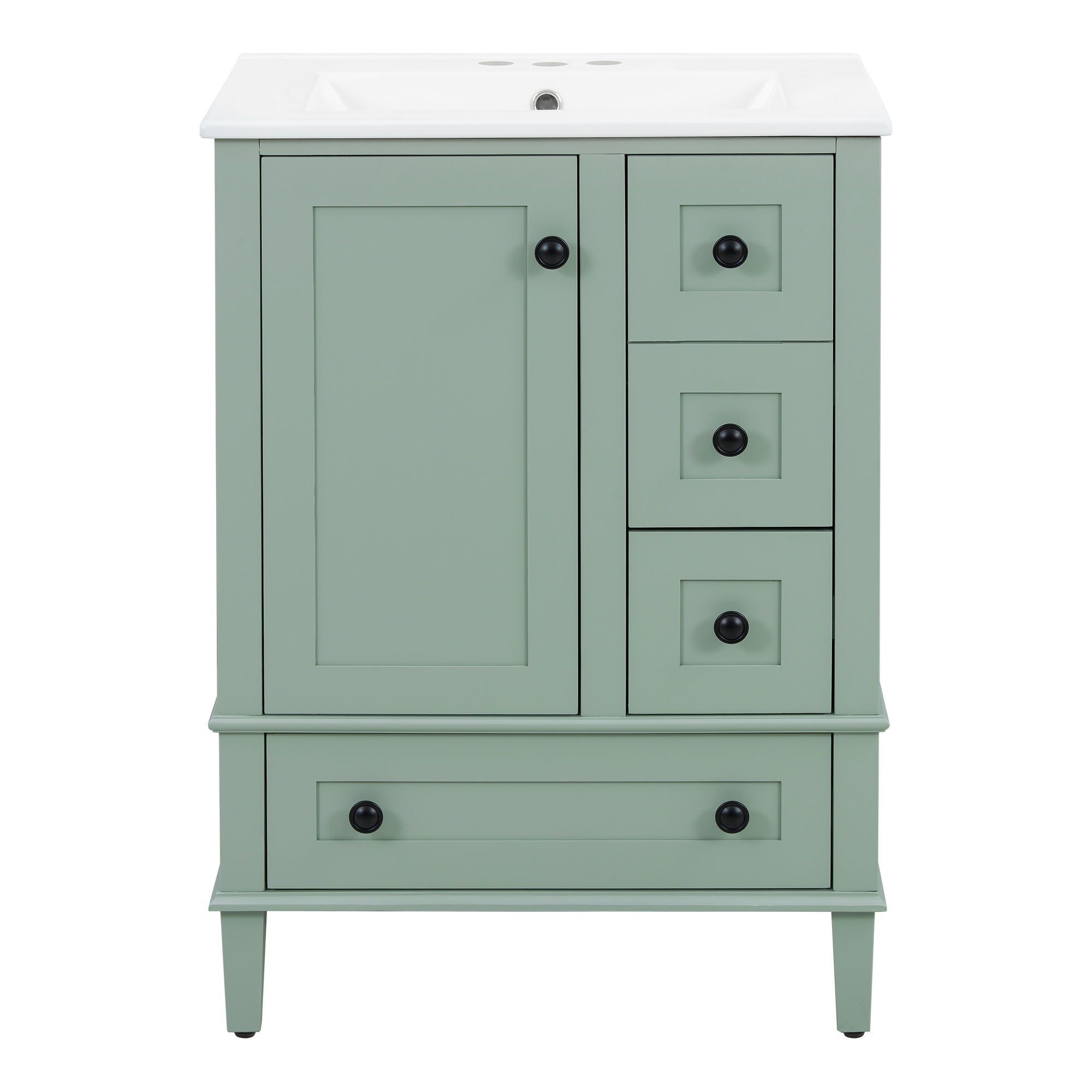 Bathroom Vanity With Integrated Basin, Soft Close Drawers, Door Mounted Double Layer Shelf