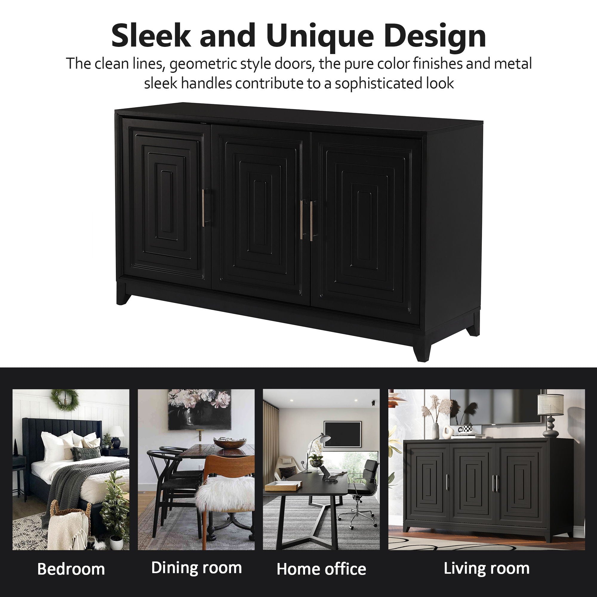 TV Stand For TVs Up To 65", Modern Entertainment Center Media Console Cabinet With 2 Spacious Storage Space