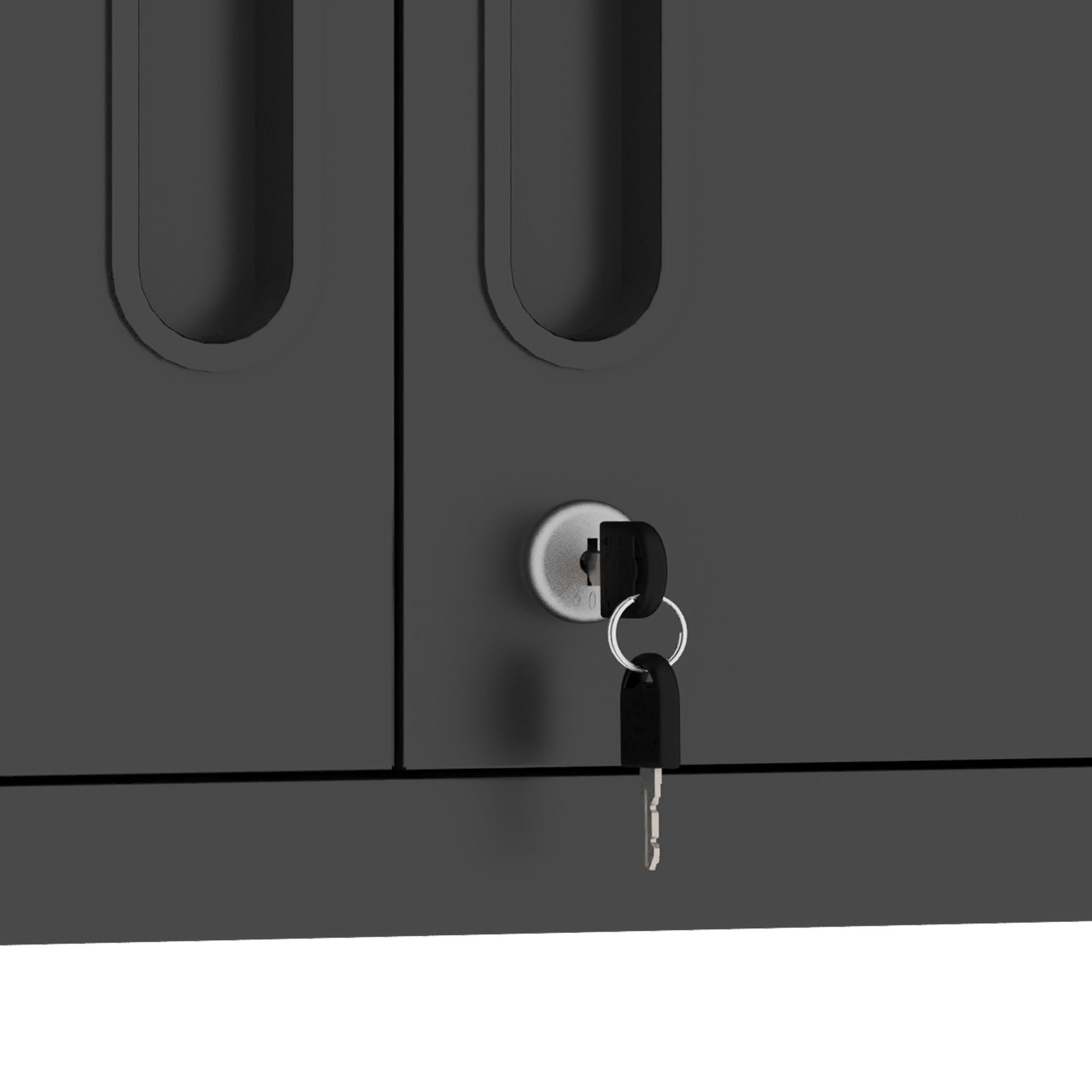 Metal Wall Mounted Tool Storage Cabinet With 2 Locking Doors, Adjustable Shelf, And Drawer