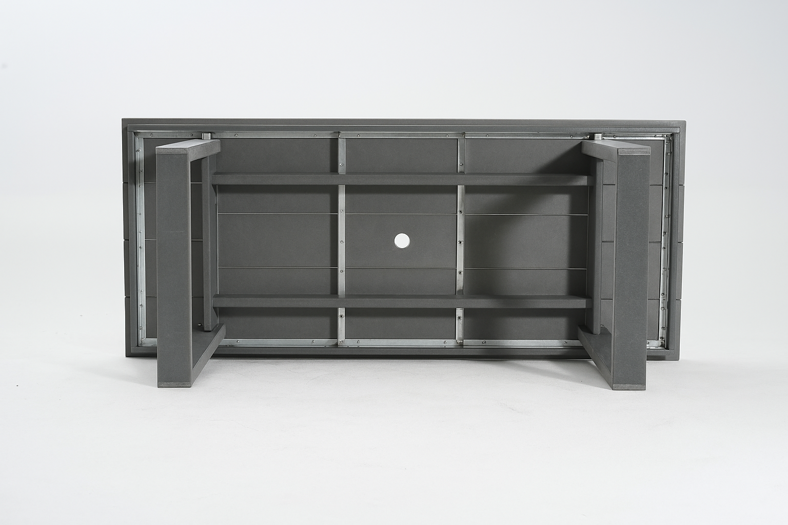 7-Piece HDPE Outdoor Dining Set for 6 – Weather-Resistant Patio Table with Umbrella Hole (Grey)