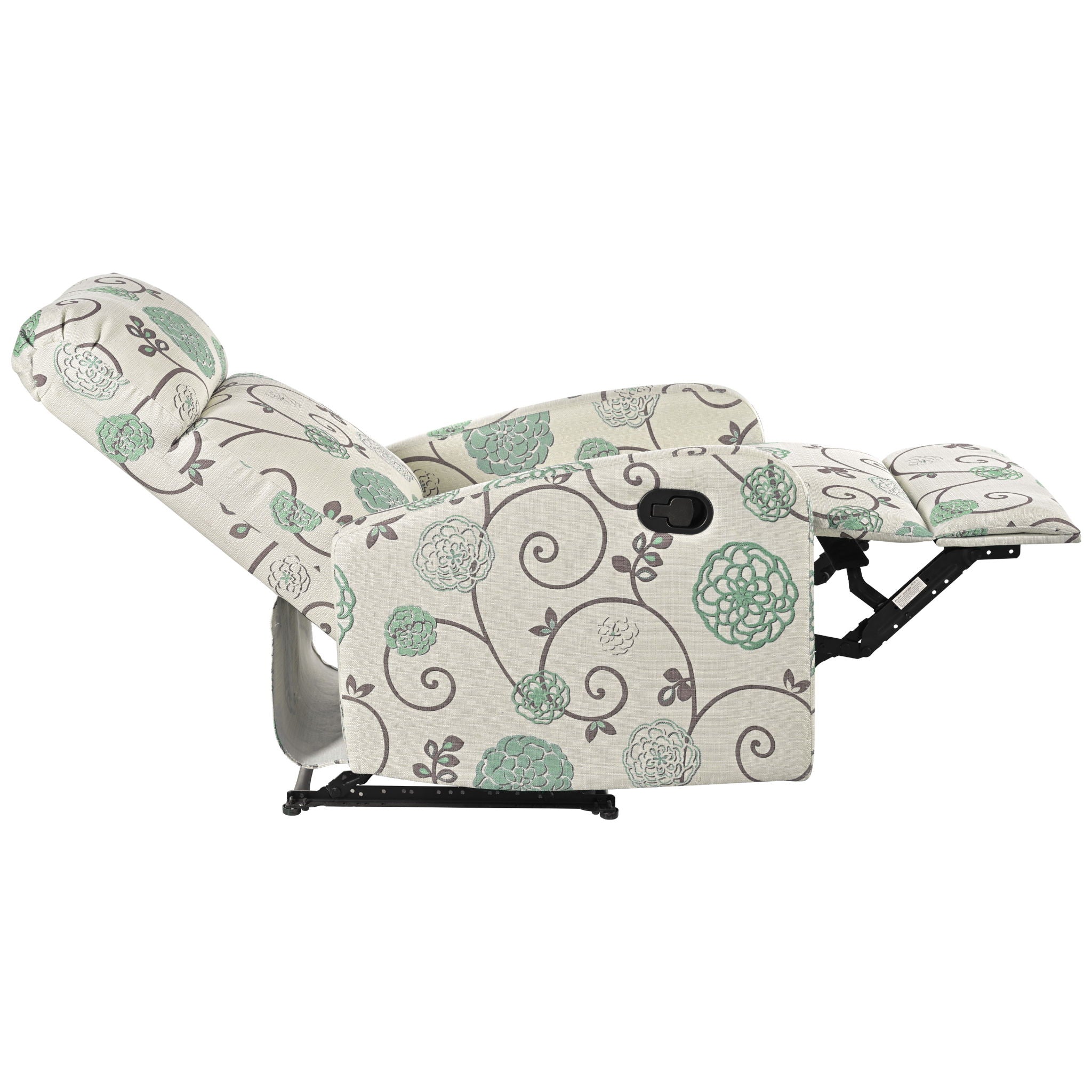 Modern Manual Recliner, Home Theater Chair With Adjustable Backrest For Living Room - Beige / Blue