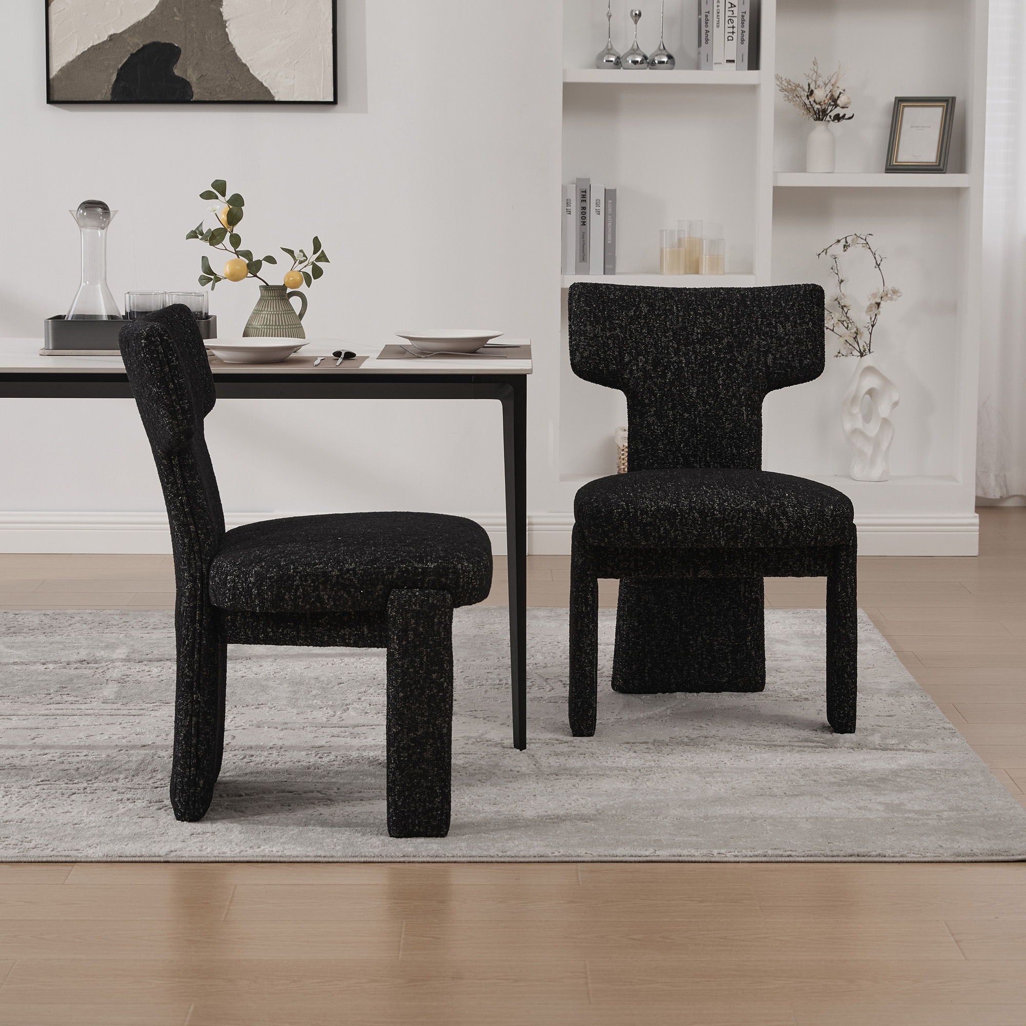 Armless Curved Back Accent Chairs (Set of 2)