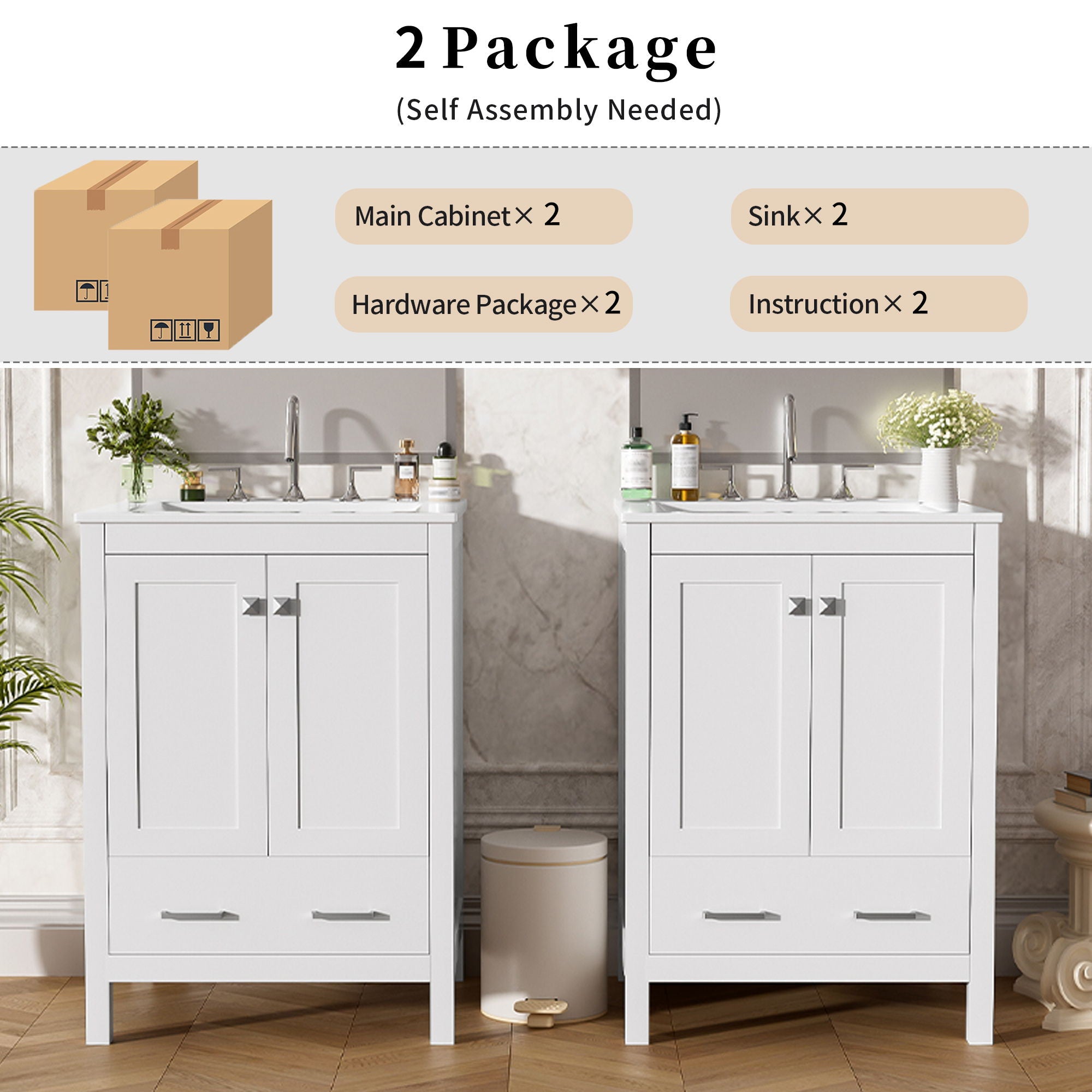 Bathroom Vanity With Integrated Undermount Ceramic Sink, 2 Doors And 1 Drawer, Soft Close Hinges - Best Buy Furniture