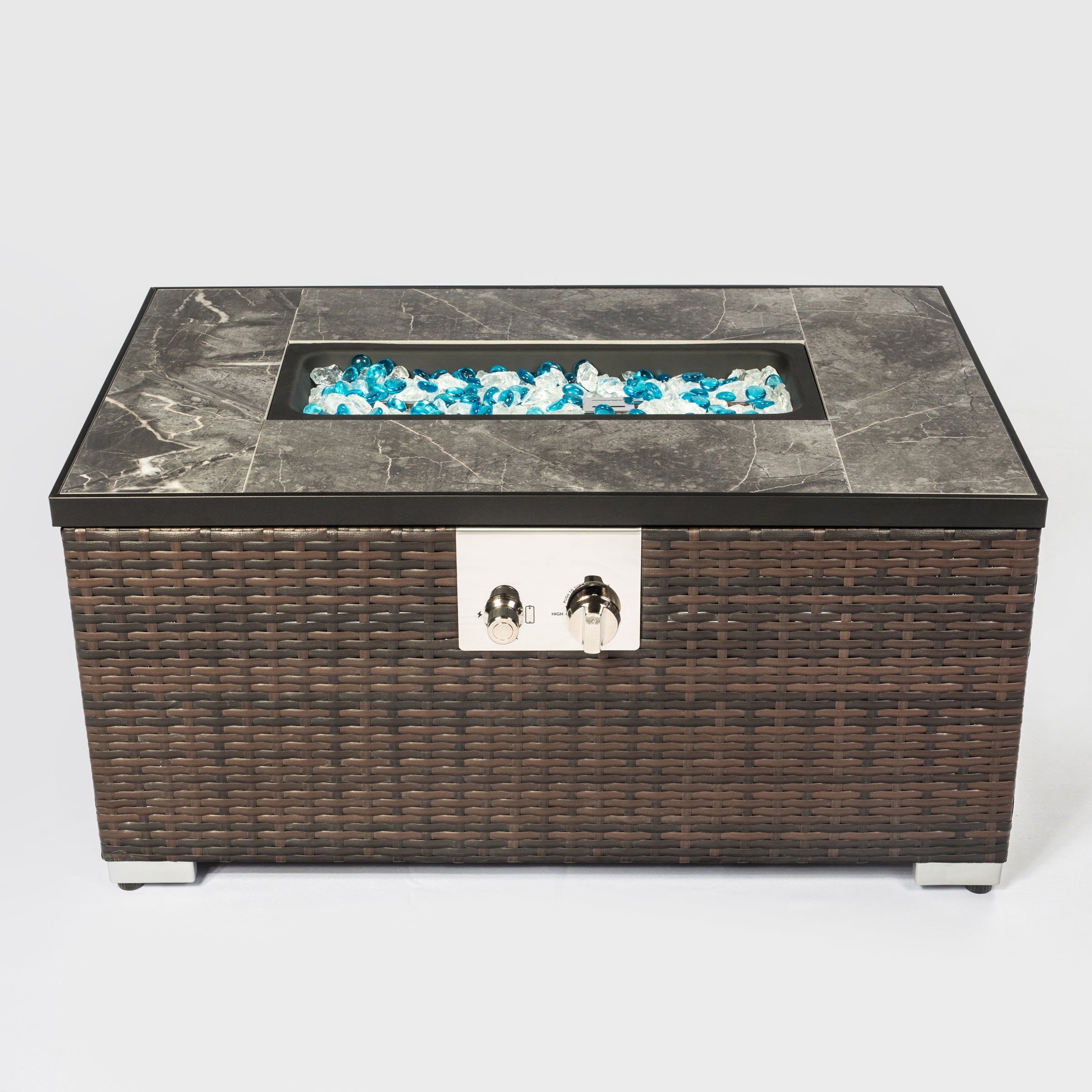 Outdoor Rectangle Propane Fire Pit Table with Ceramic Top – 40000 BTU