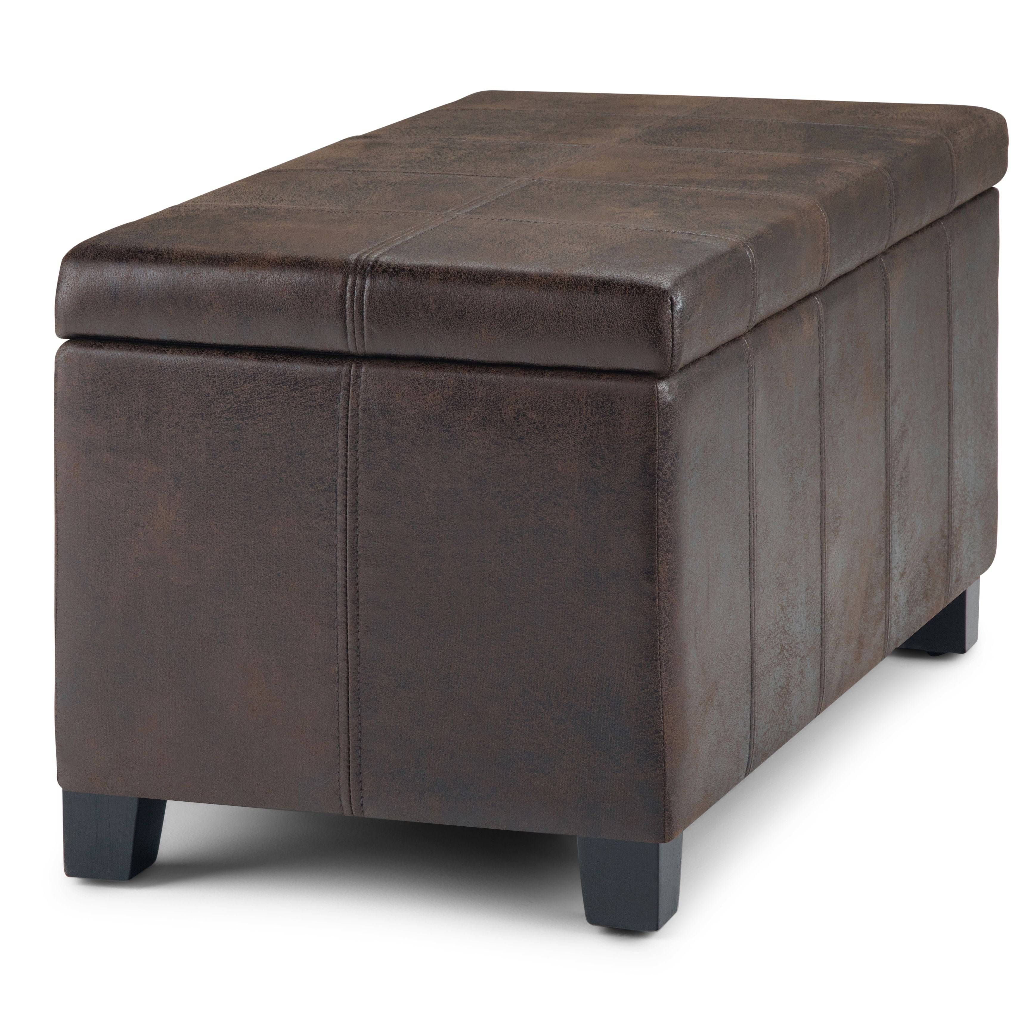 Dover - Storage Ottoman Bench - Distressed Brown - Best Buy Furniture
