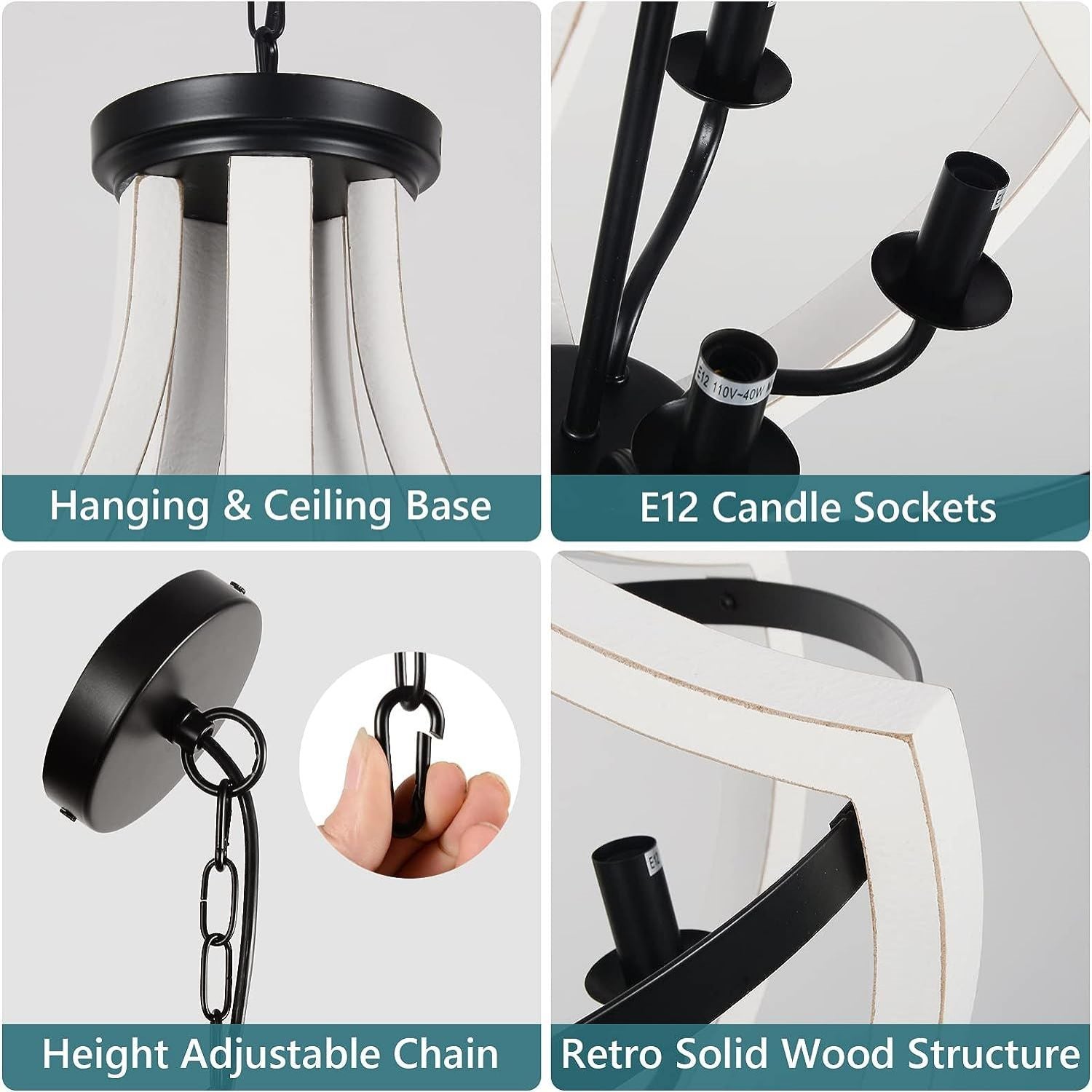Modern White Solid Wood Chandeliers