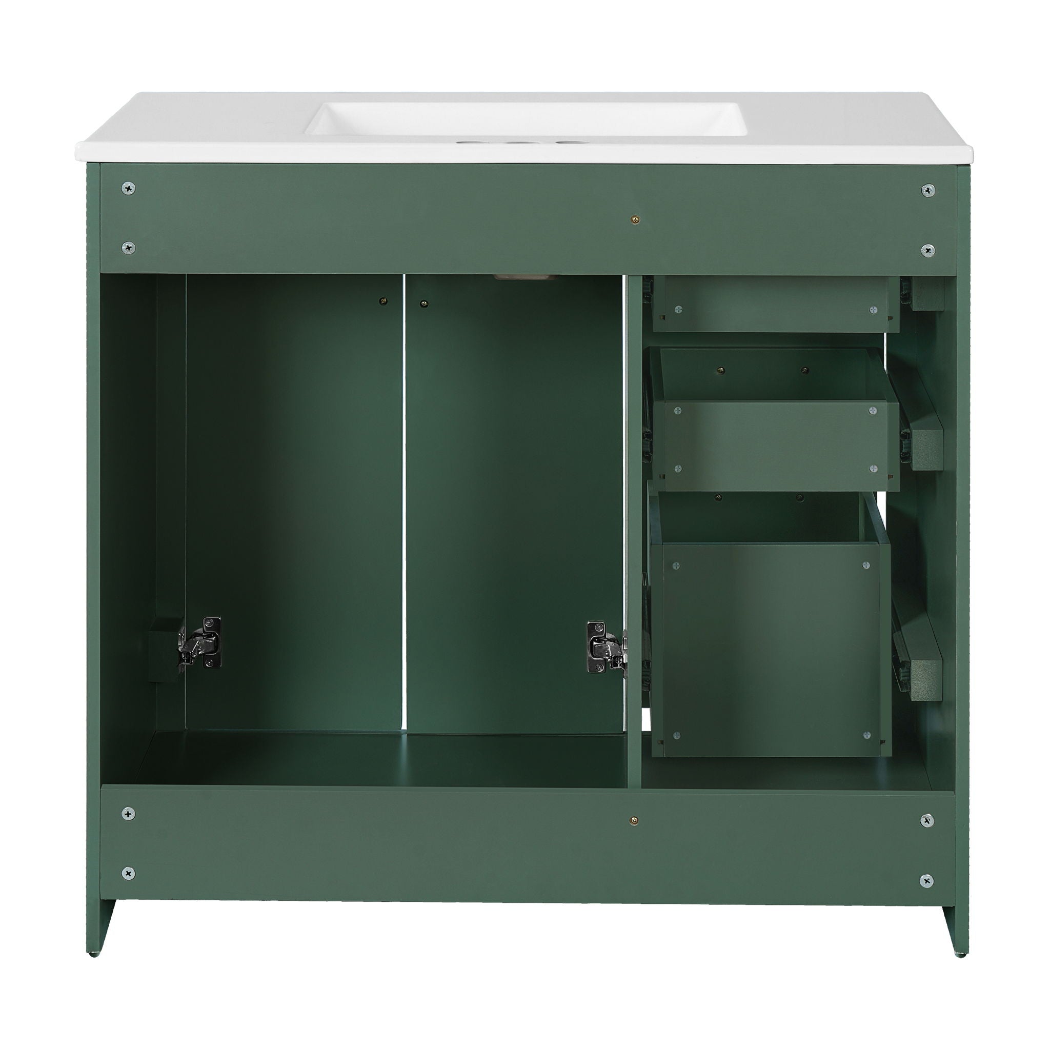 Modern Bathroom Vanity With Ceramic Sink, 6 Drawers & Soft-Close Doors