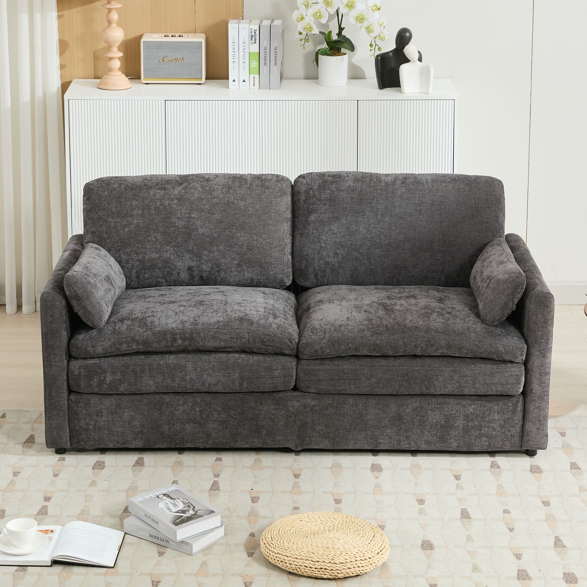 Cozy Upholstered Plush Cushion Loveseat Sofa For Living Room - Best Buy Furniture