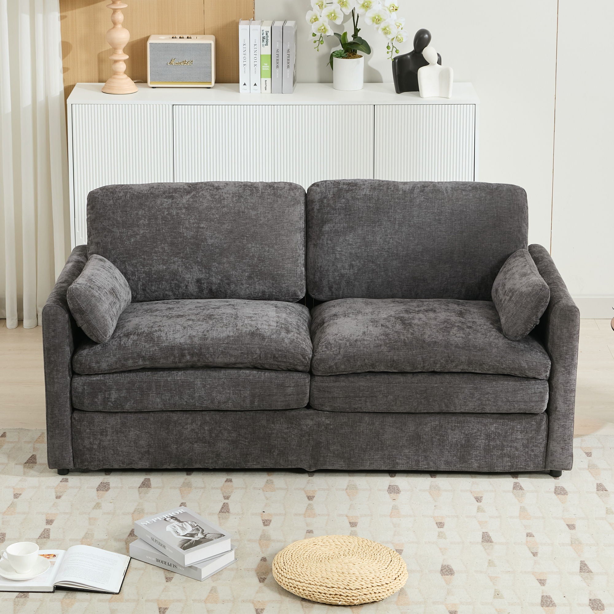Cozy Upholstered Plush Cushion Loveseat Sofa For Living Room - Best Buy Furniture