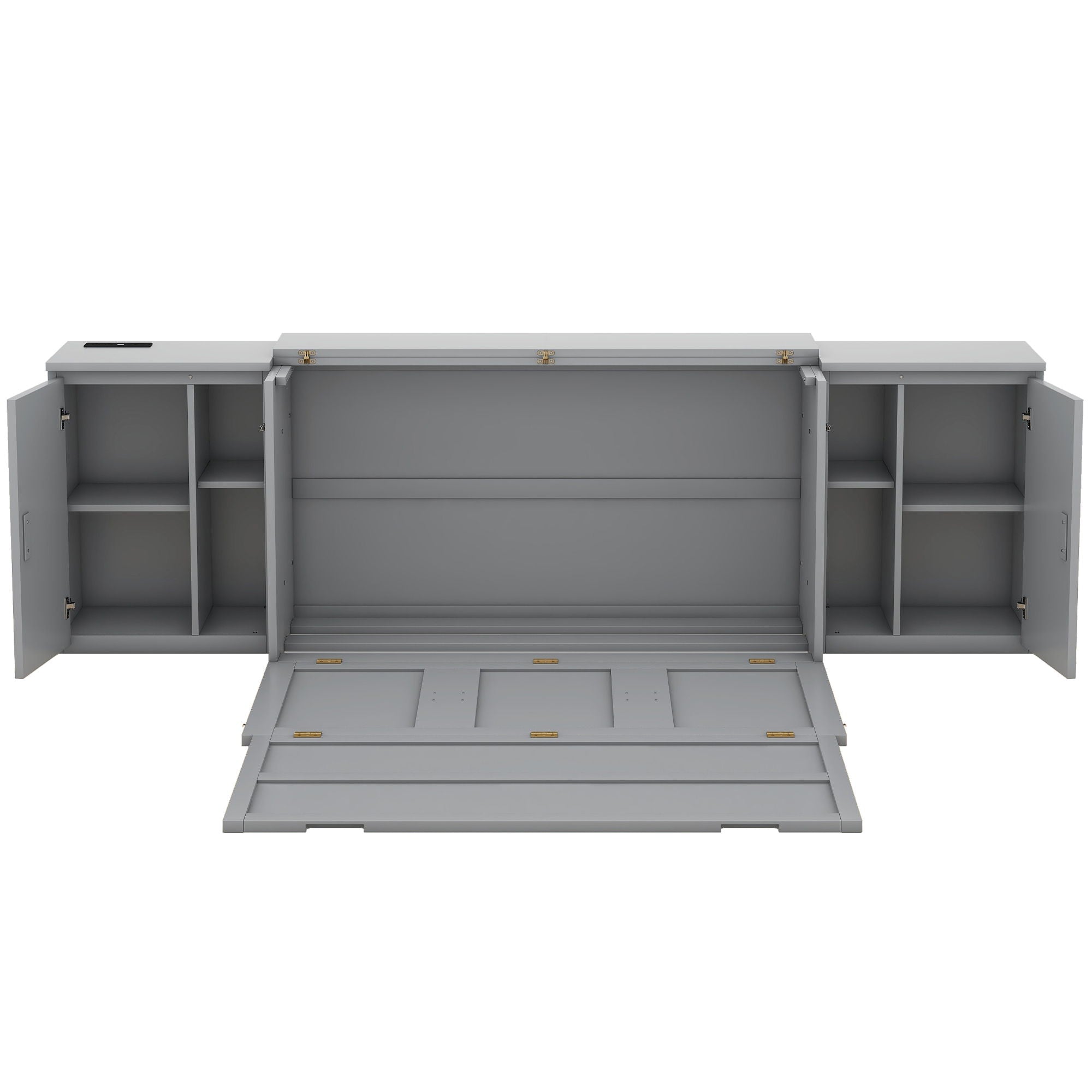 Murphy Bed With Shelves, Cabinets And USB Ports
