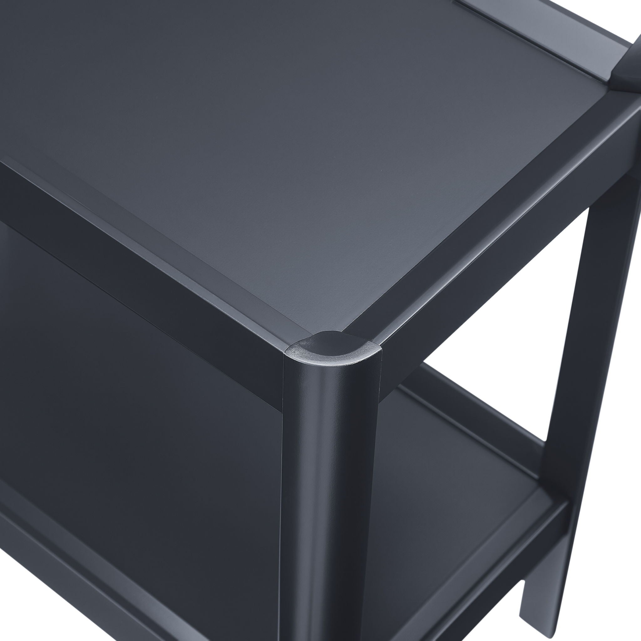 Yonda - Nightstand With 2 Shelves, Poplar And Construction, Design For Bedroom Storage - Black