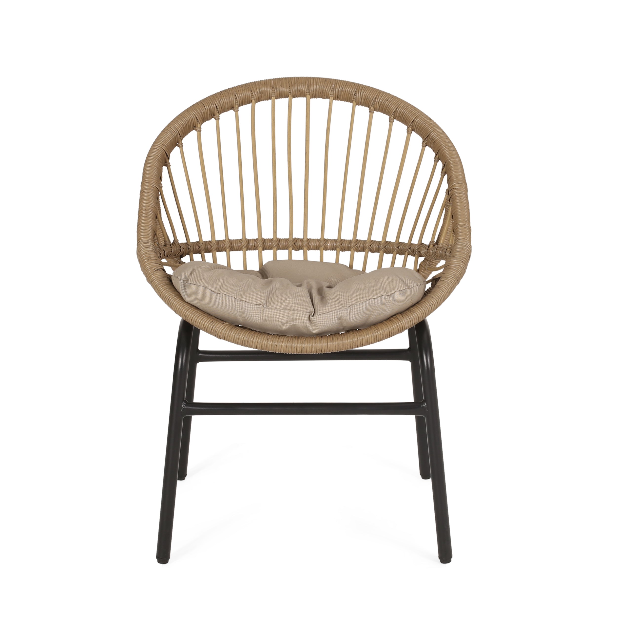 Outdoor Accent Chair with Curved Back and Basket Frame Set of 2