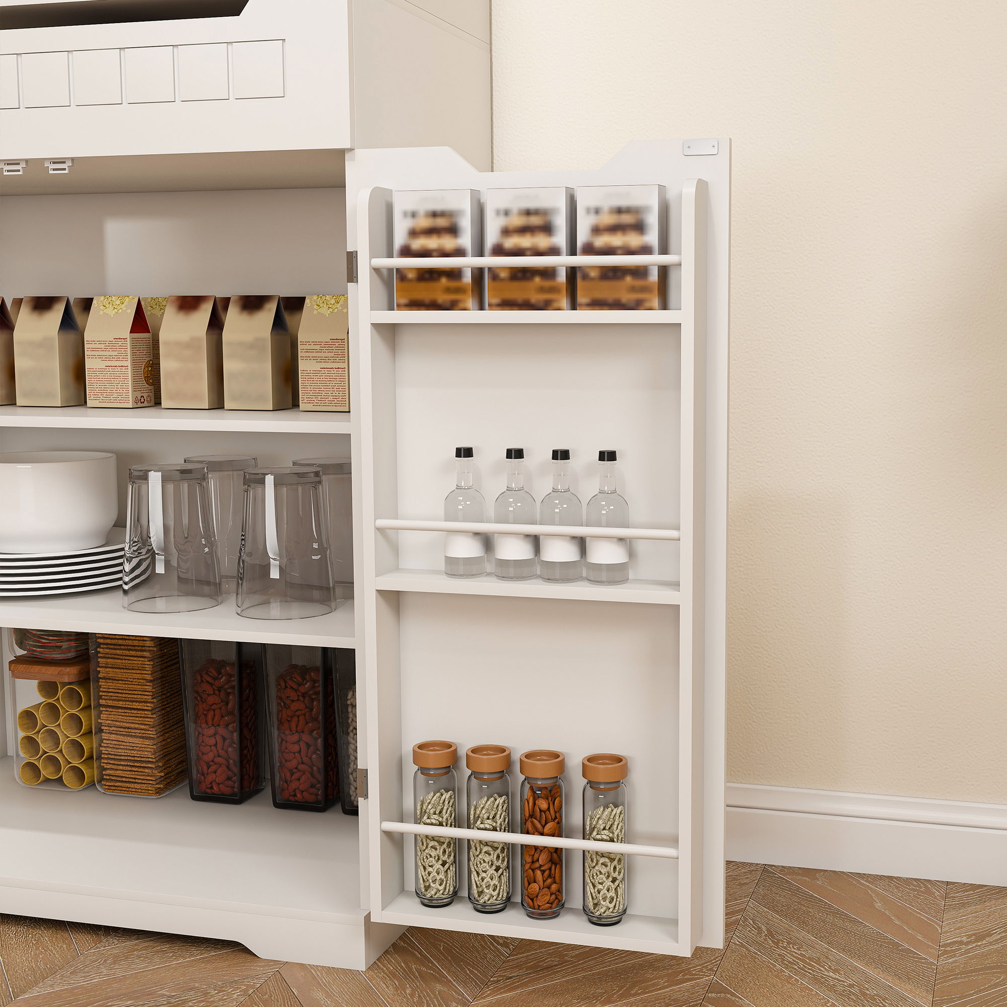 Modern Farmhouse Buffet Cabinet With Hutch Kitchen Storage Sideboard With Drawers & Barn Doors - White