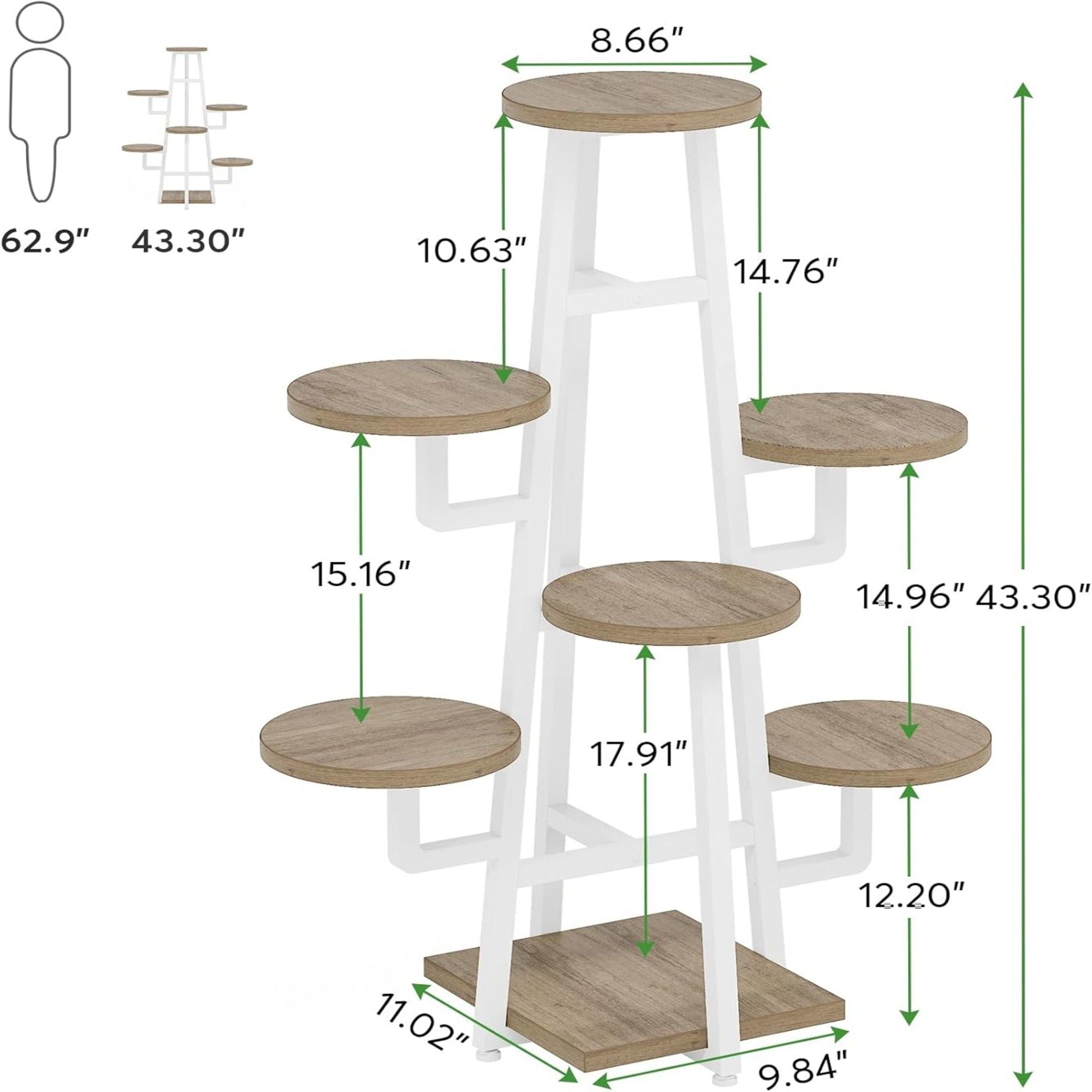 7 Tier Corner Plant Shelf With High Low Design For Living Room