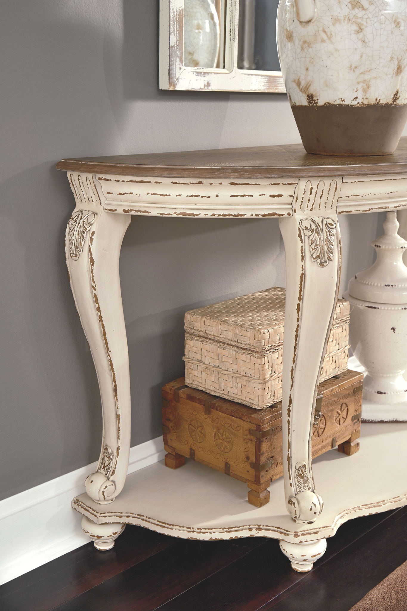 Realyn - Sofa Table - White / Brown - Best Buy Furniture