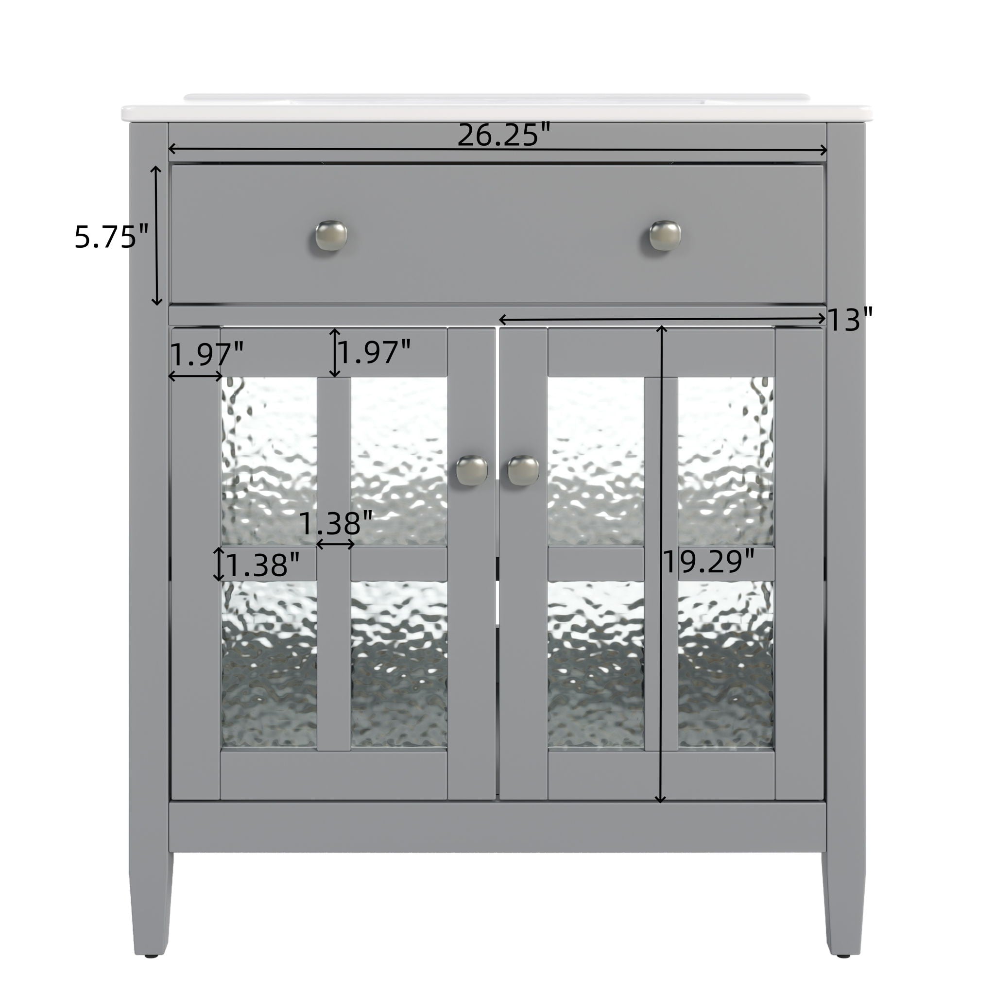 Bathroom Vanity With Ceramic Sink, Adjustable Shelf & Tip Out Tray