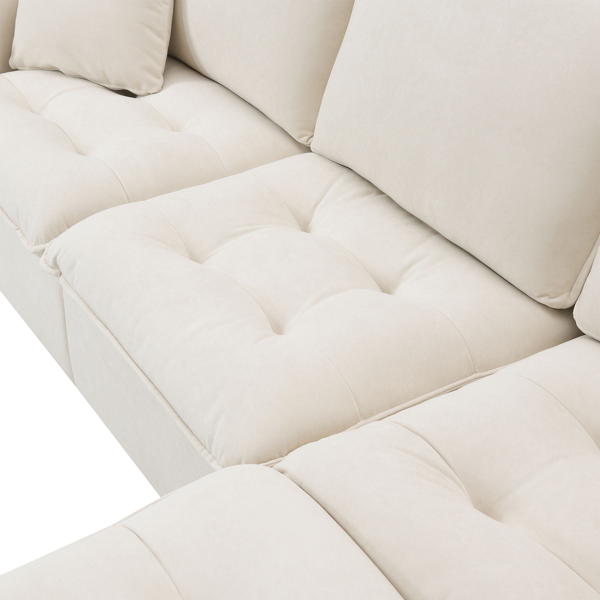 Modern Convertible Sectional L Shaped Reversible Couch Set With Free Pillows 4 Seat Suede Sleeper Sofa With Ottoman