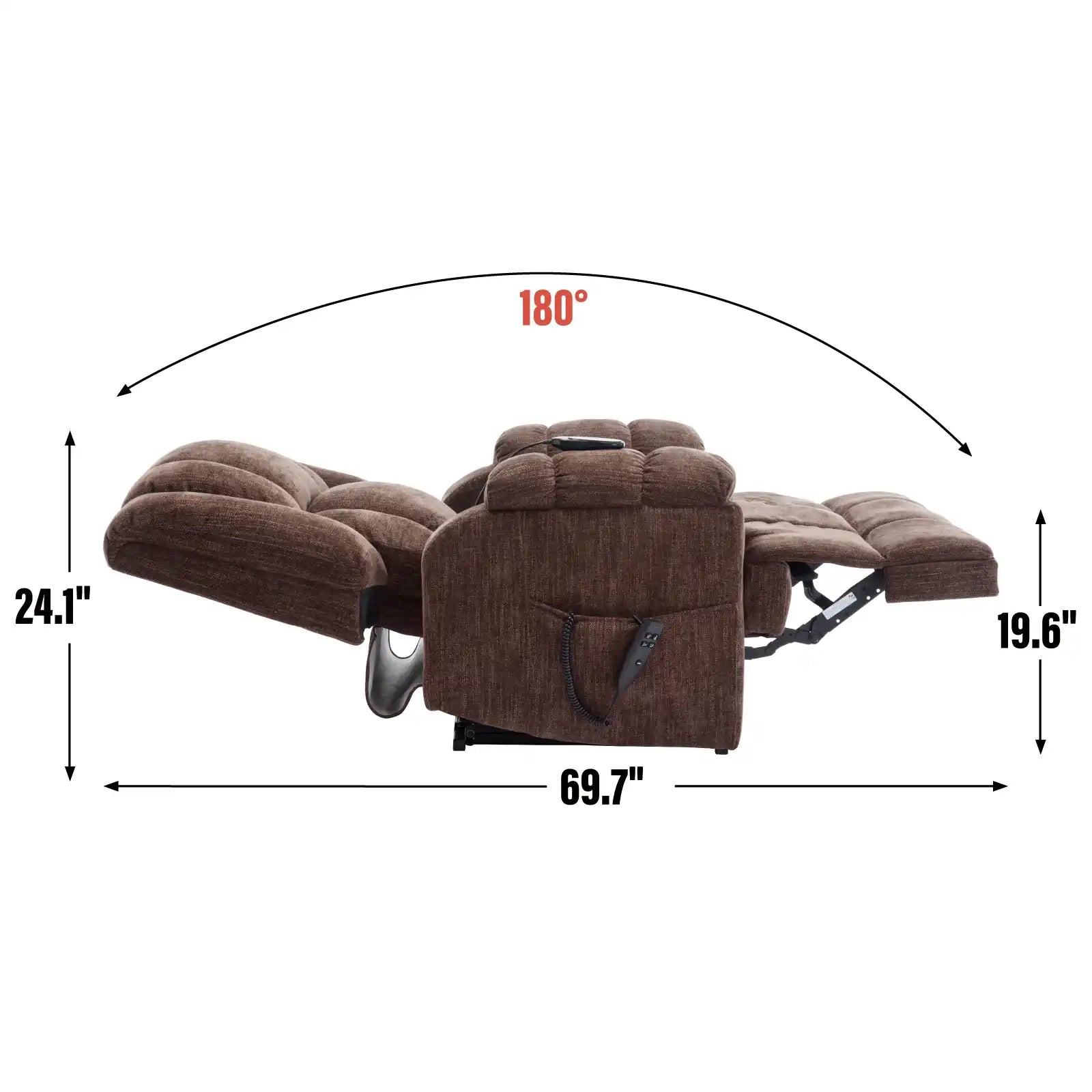 TOPMAX Electric Power Lift Recliner with Massage, Brown - Best Buy Furniture