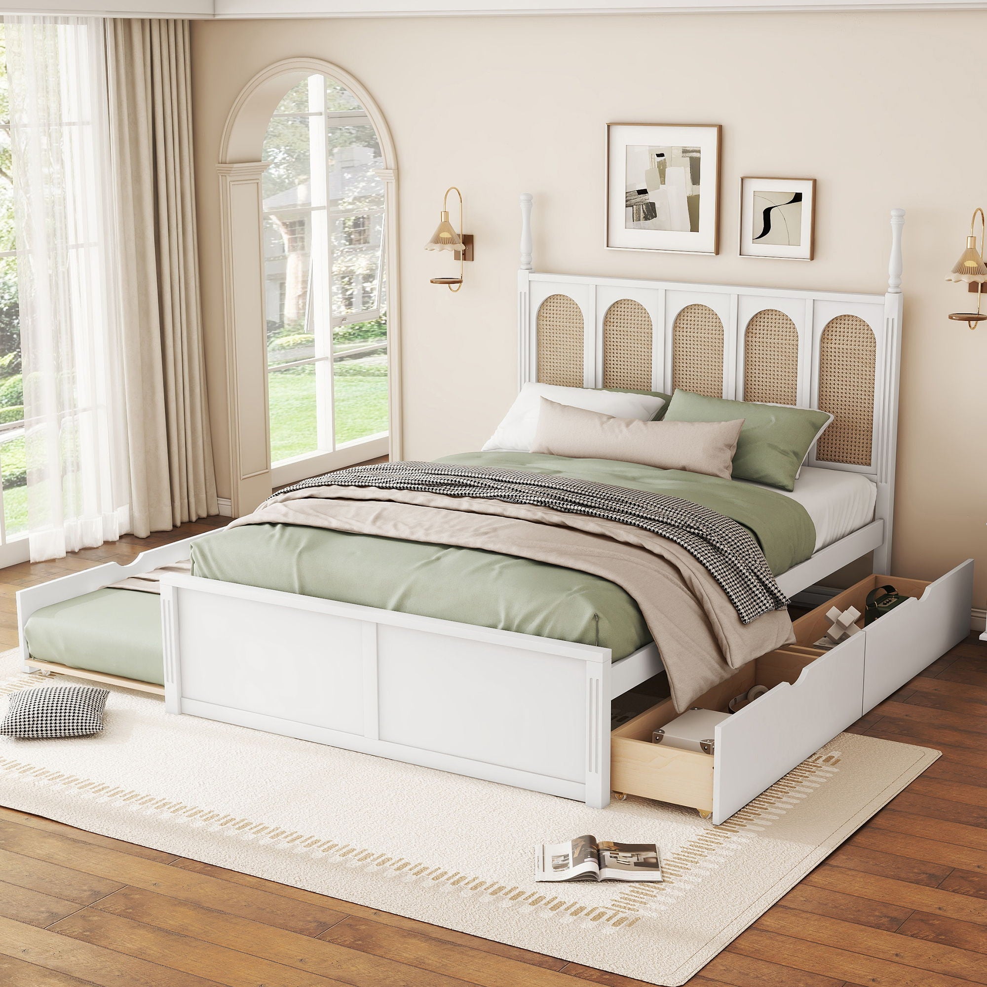Platform Bed With With 2 Big Drawers With Trundle