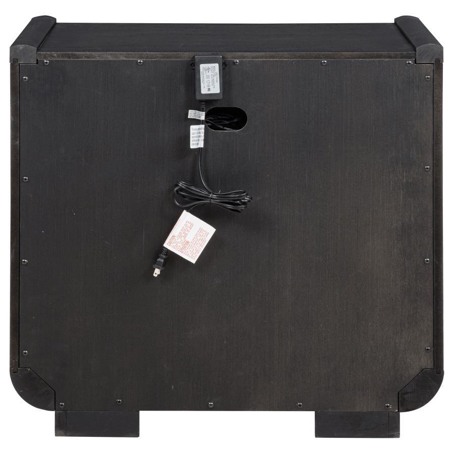Leandro - 2-Drawer LED Nightstand With USB - Burnished Black