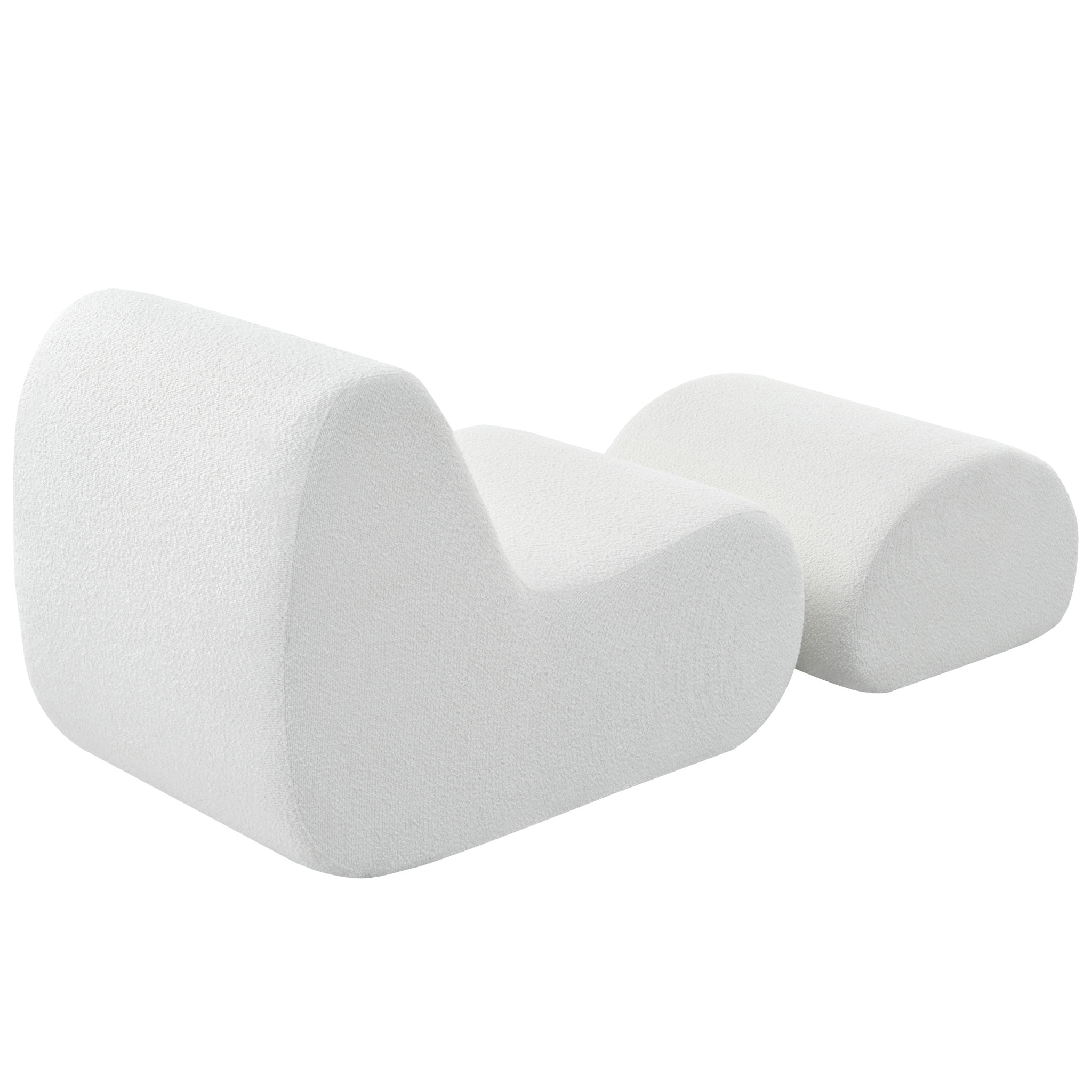 Curved Lounge Chair With Ottoman And High Resilience Foam