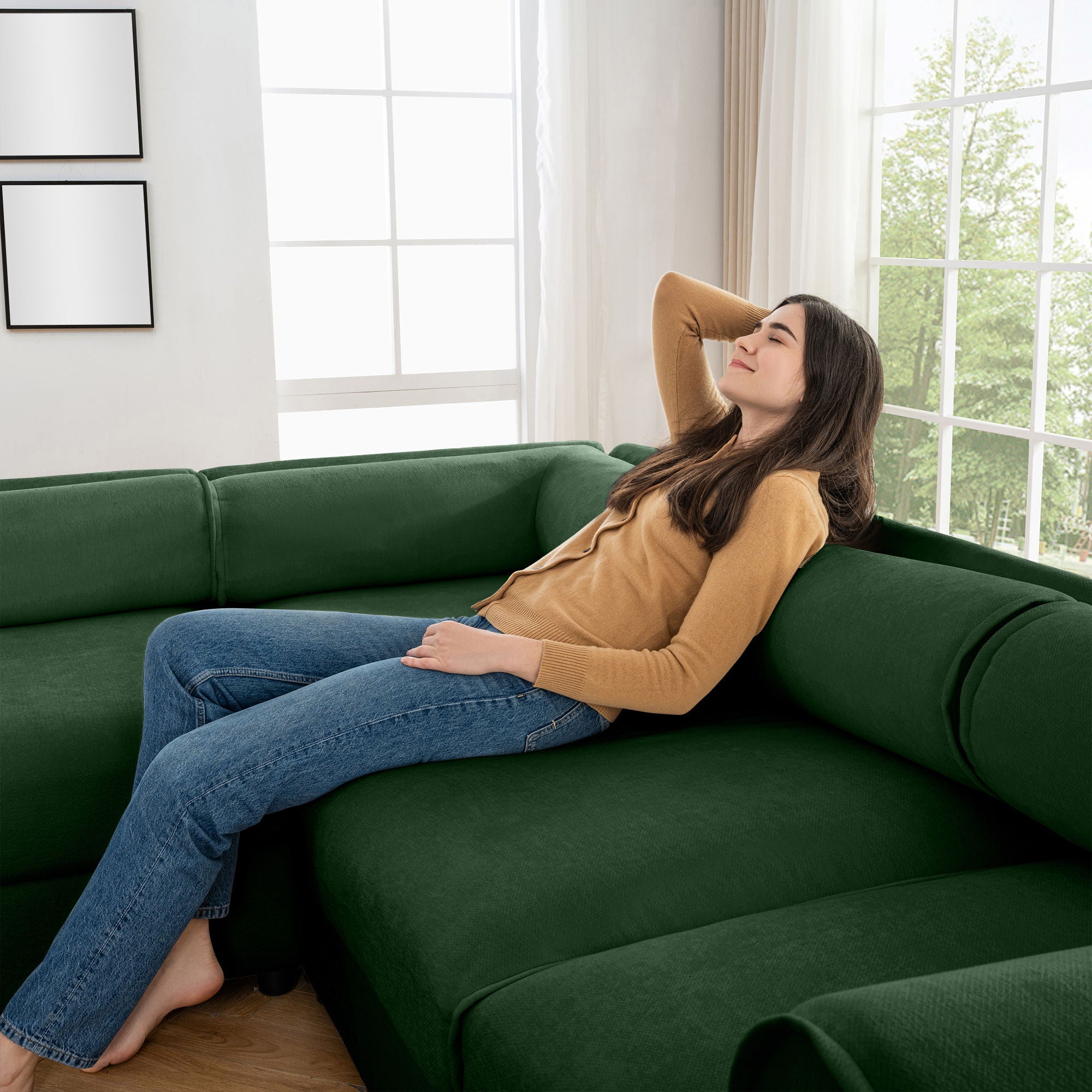 Stylish Chenille Sofa With Storage Seat And Cylindrical Backrest - Best Buy Furniture