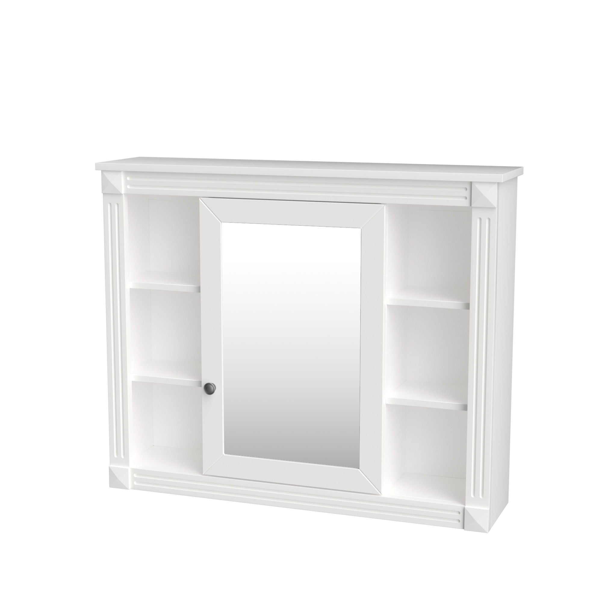 Wall Mounted Bathroom Storage Cabinet With Mirror, 6 Open Shelves