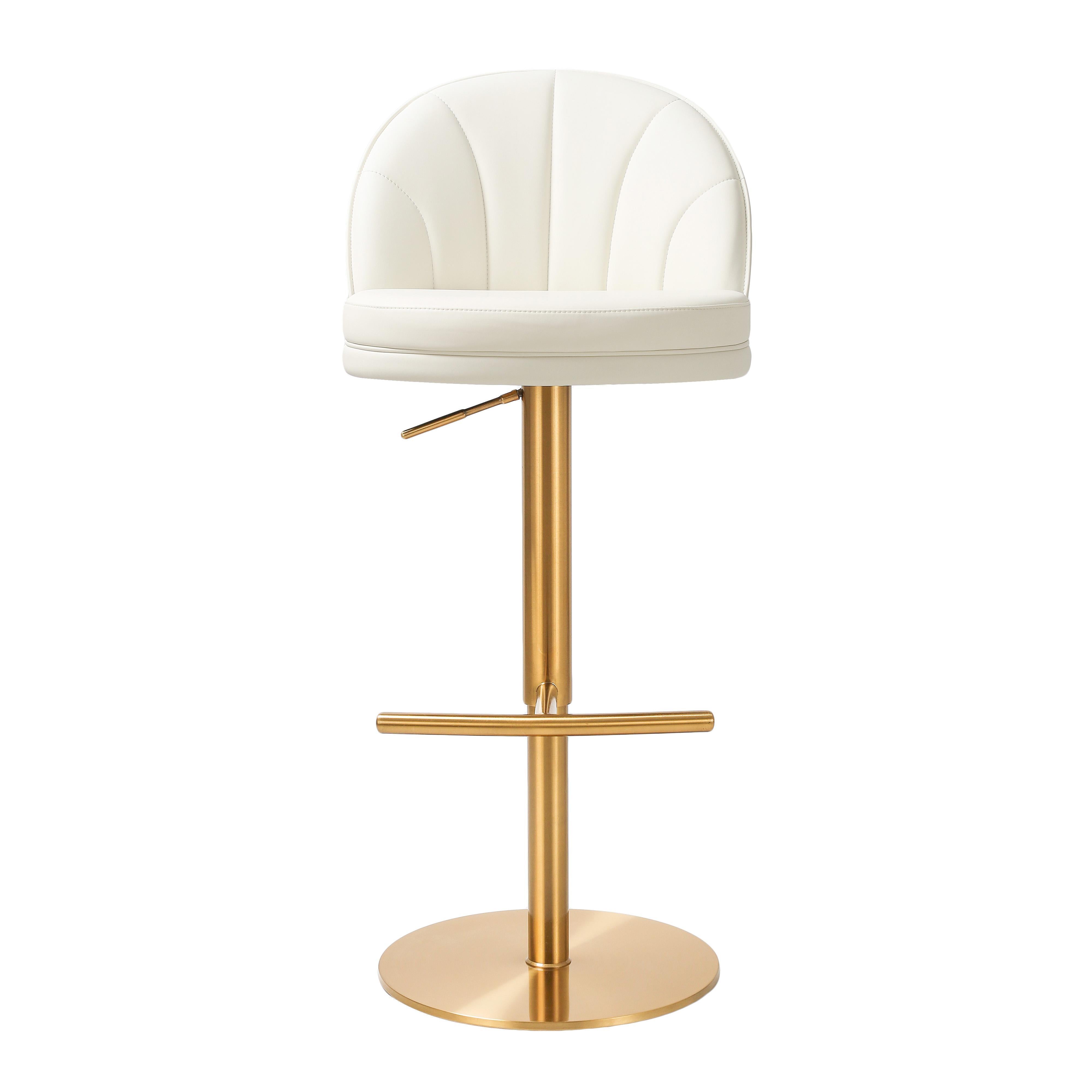 Venus - Adjustable Swivel Stool - Cream and Gold