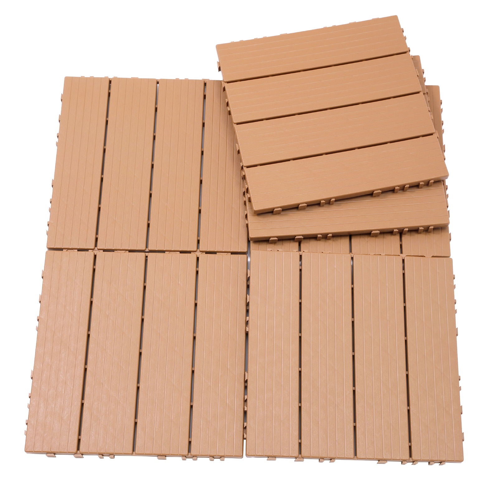 Plastic Interlocking Deck Tiles, Patio Flooring Outdoor Waterproof All Weather Use