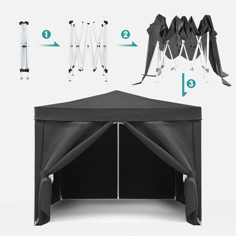 10'X10' Folding Canopy With 4 Removable Sidewalls Outdoor Event Shelter UPF 50+ Gazebo Portable Tents For Parties Beach Camping Wedding Ez Pop Up Canopy 4 Pieces Weight Bag + Carry Bag - Best Buy Furniture