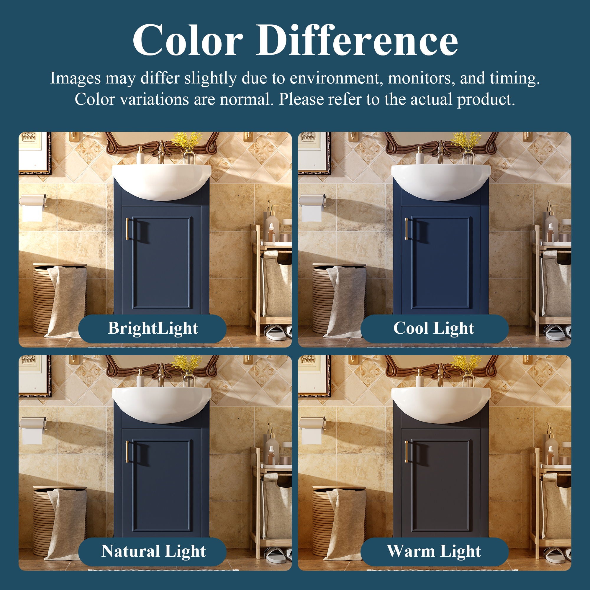 Bathroom Vanity With Bulged Sink, Cabinet, Soft-Close Door, Freestanding Single Unit