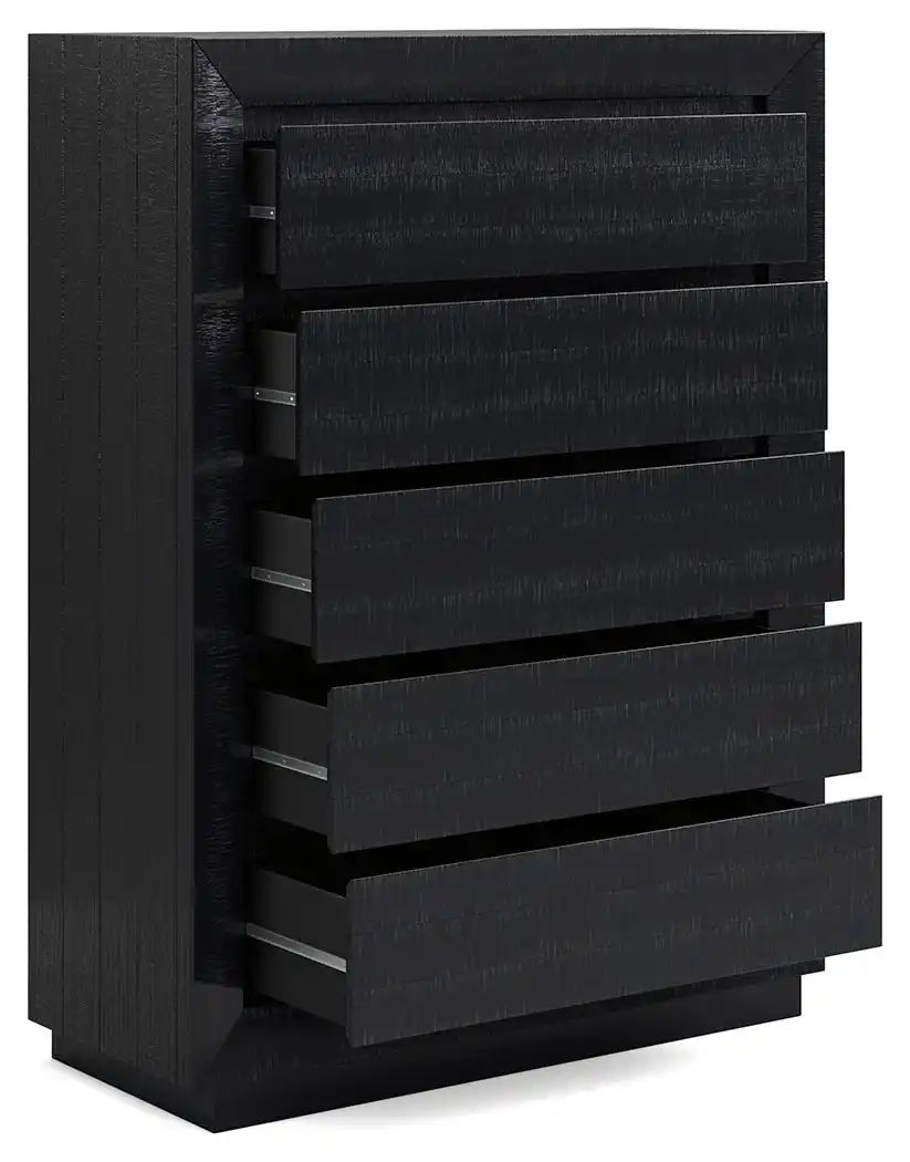 Londer - Five Drawer Chest - Black - Best Buy Furniture