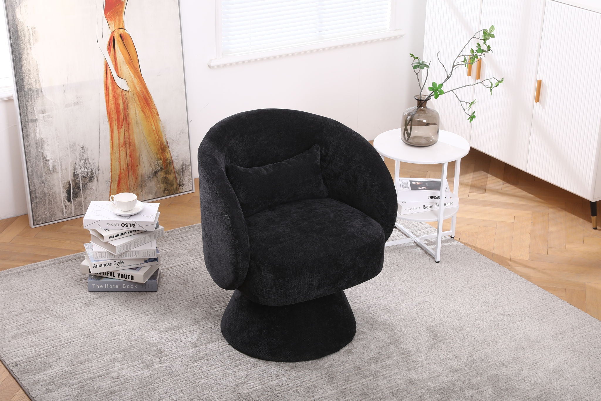 Swivel Accent Chair Armchair, Round Barrel Chair For Living Room Bedroom