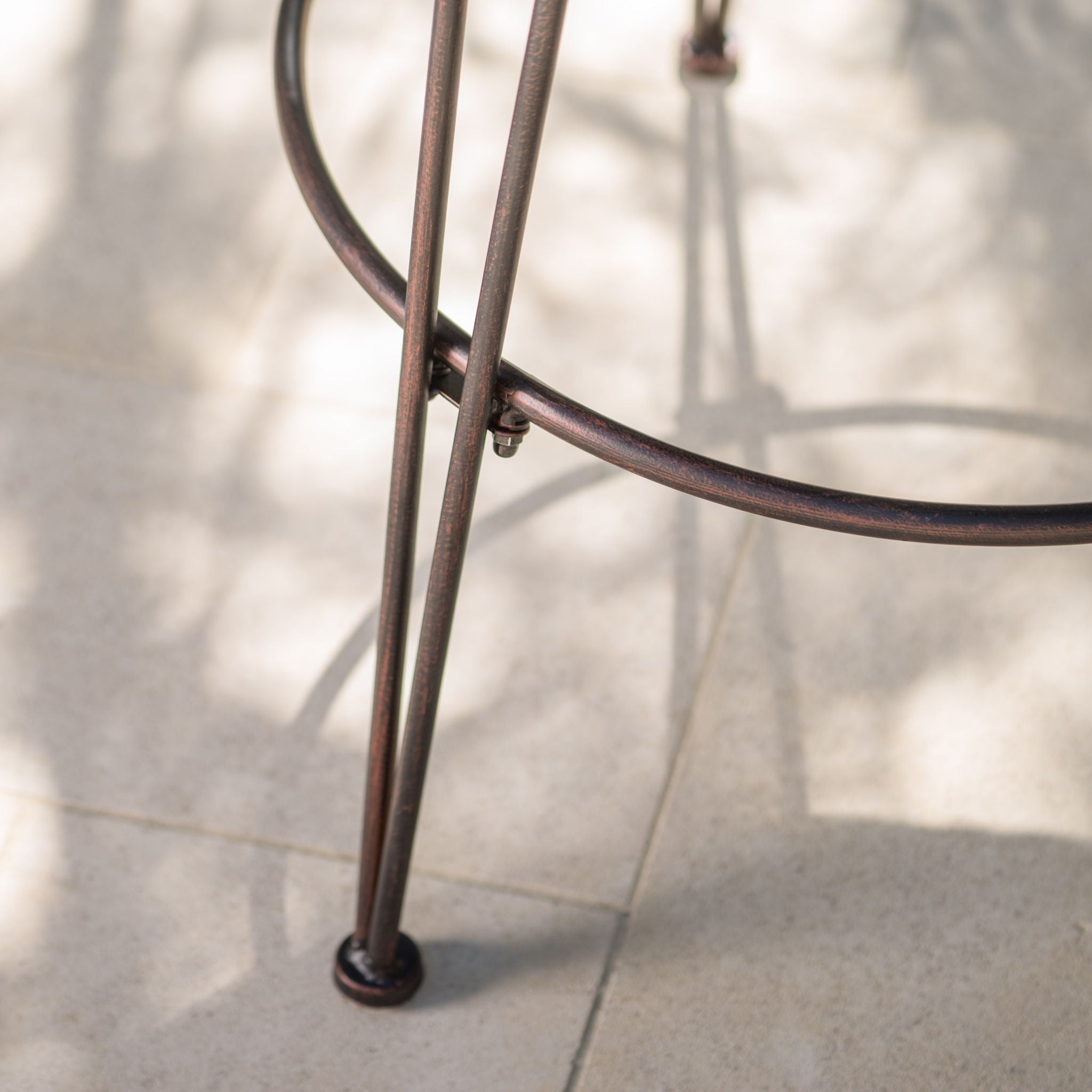Outdoor Rattan Barstools With Black Brush Copper Iron Frame (Set of 2) - Multi Brown